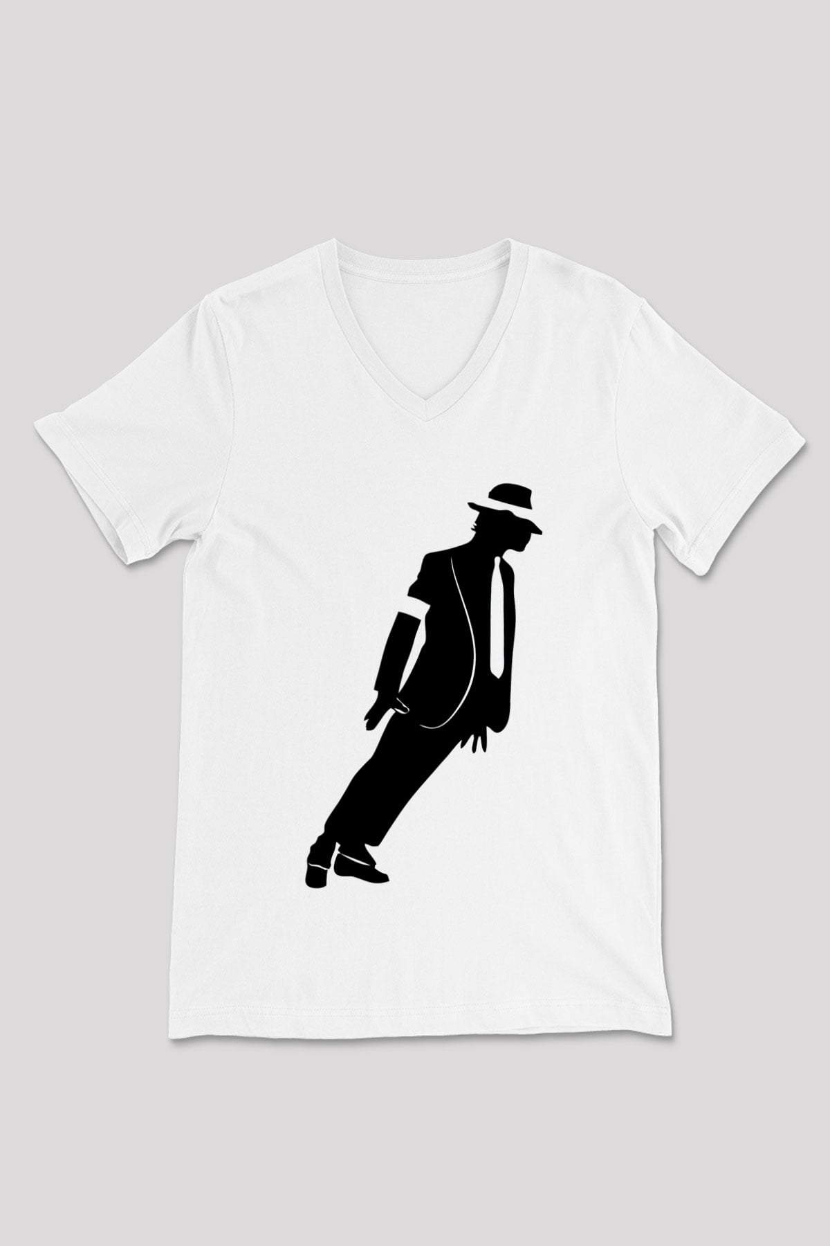 Michael Jackson Beyaz Unisex V Yaka Tişört T-Shirt