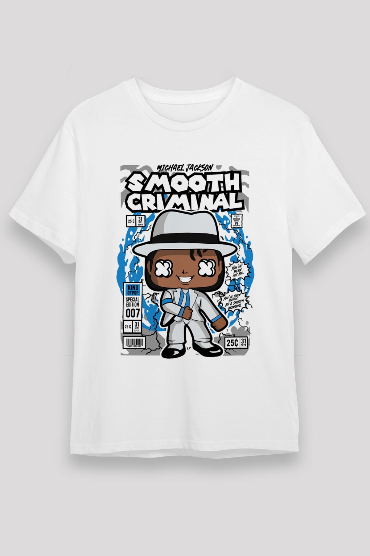 Michael Jackson Smooth Criminal Baskılı Unisex Beyaz Tişört