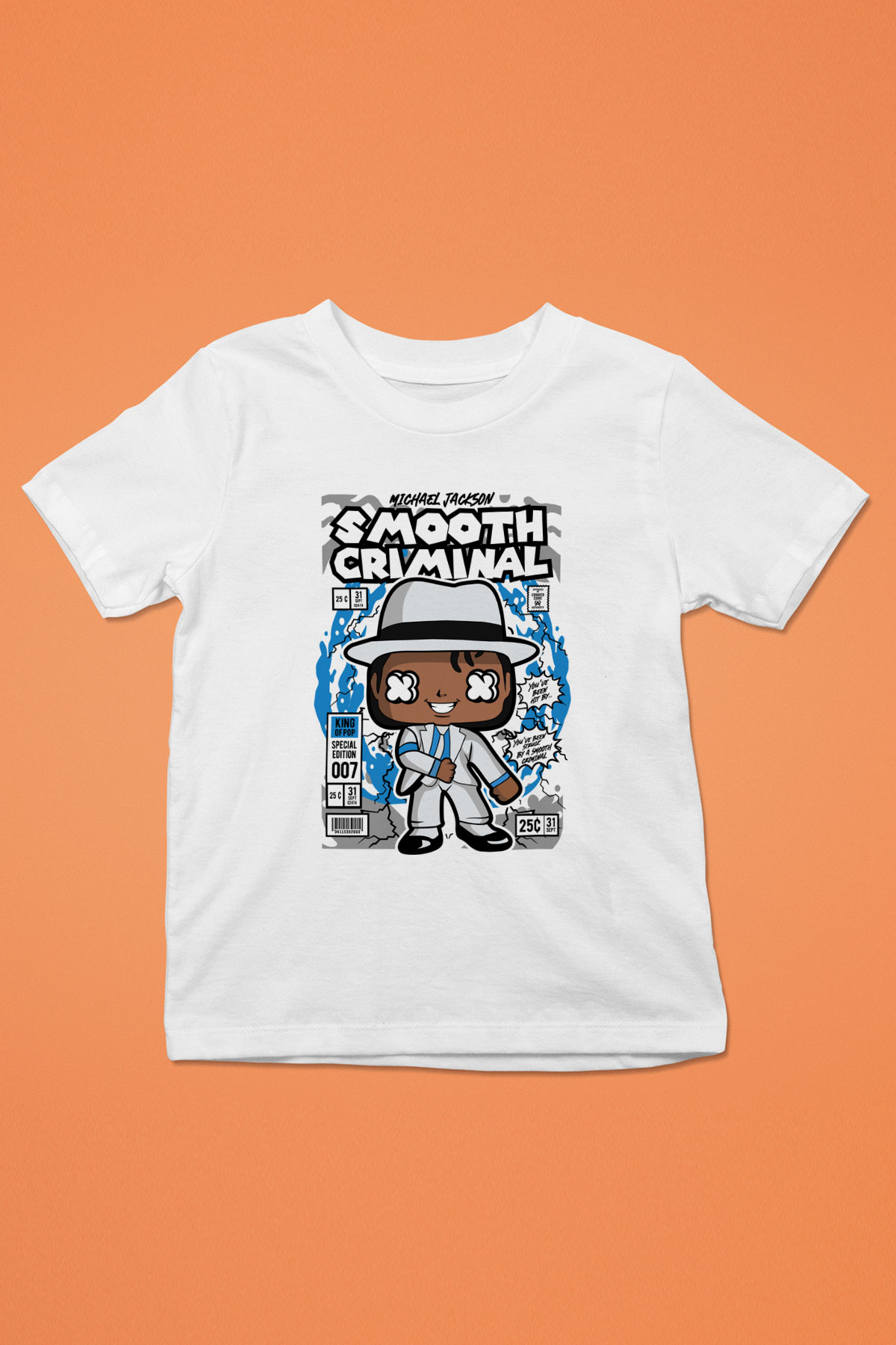 Michael Jackson Smooth Criminal Baskılı Unisex Beyaz Çocuk Tişört
