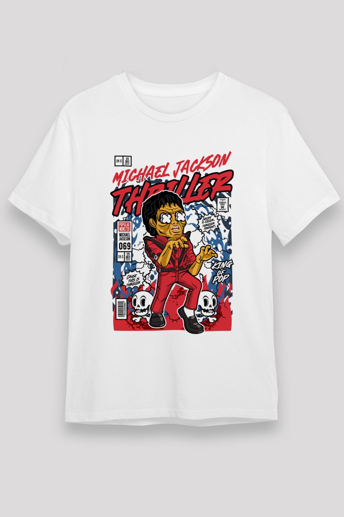 Michael Jackson Thriller Baskılı Unisex Beyaz Tişört