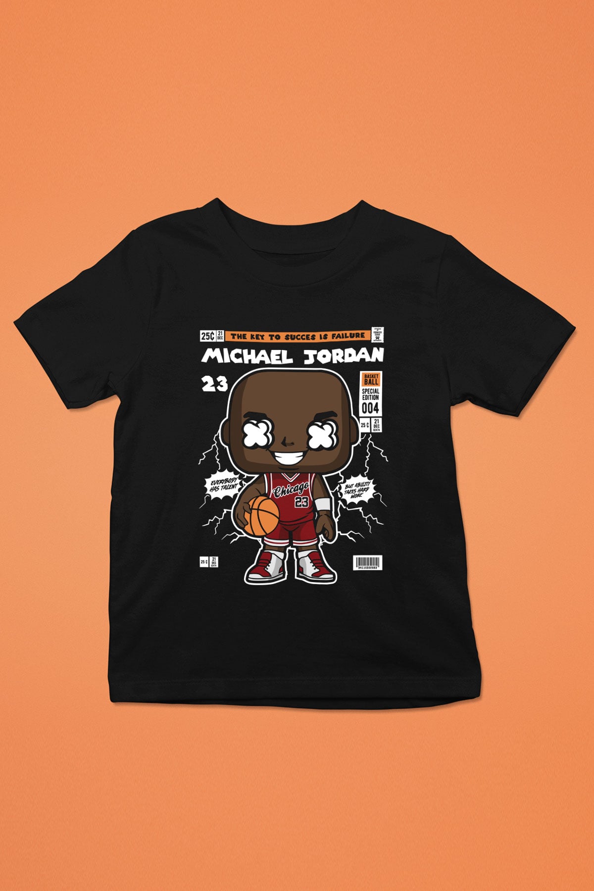 Michael Jordan Baskılı Unisex Siyah Çocuk Tişört