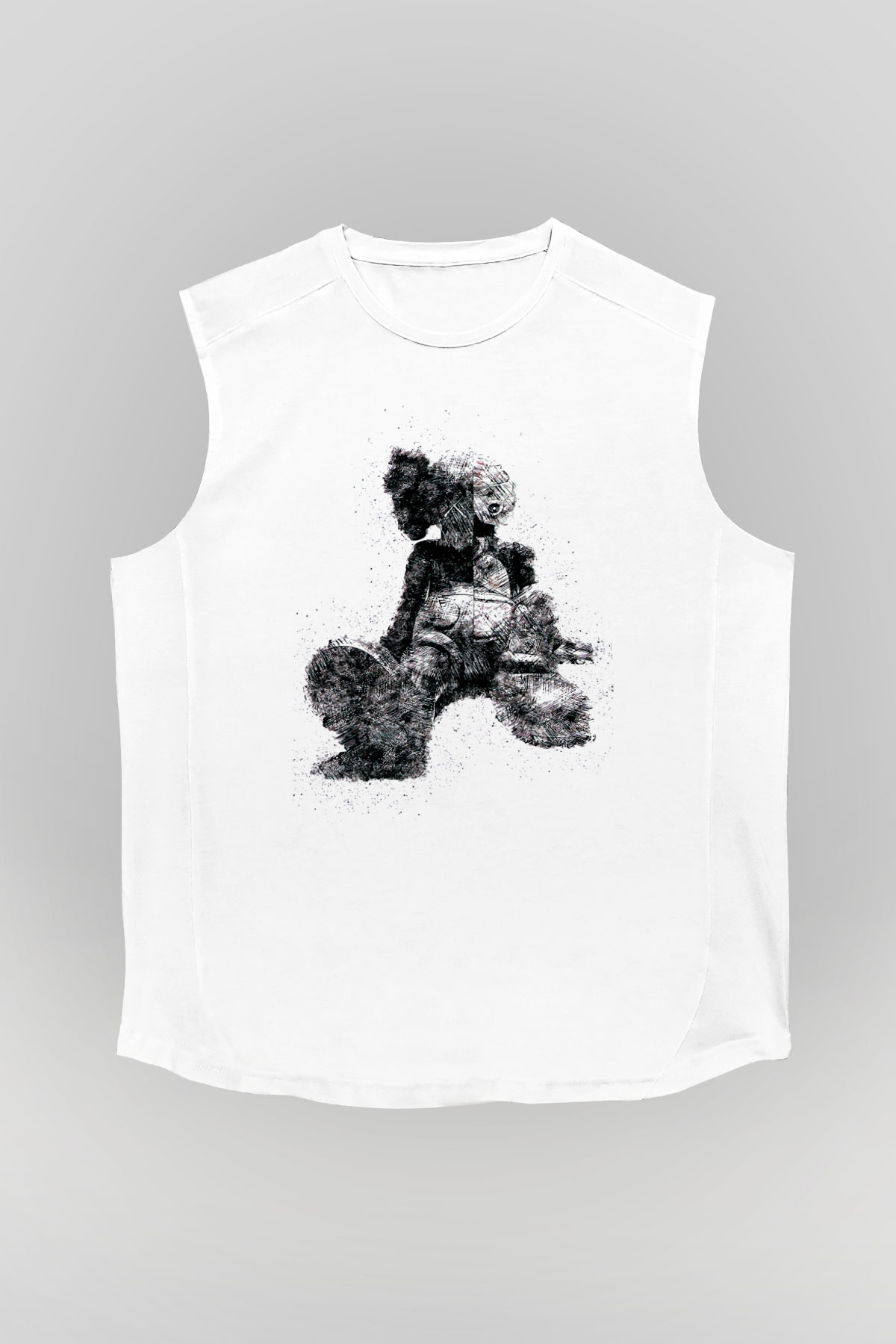 Mickey Baskılı Unisex Beyaz  Kolsuz Tişört