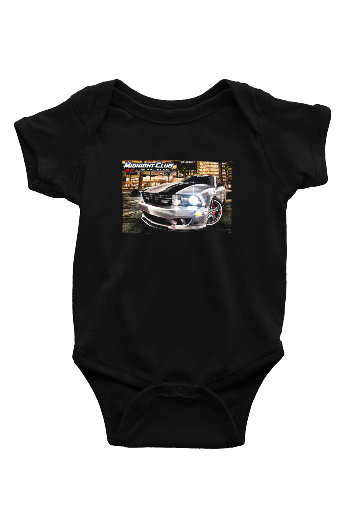 Midnight Club Baskılı Siyah Bebek Body - Zıbın
