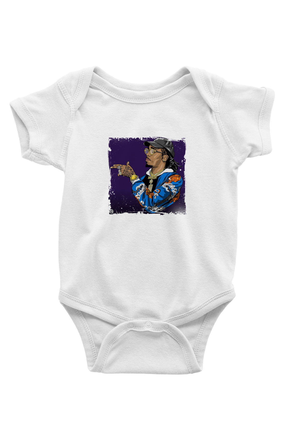 Migos Baskılı Unisex Beyaz Bebek Body - Zıbın