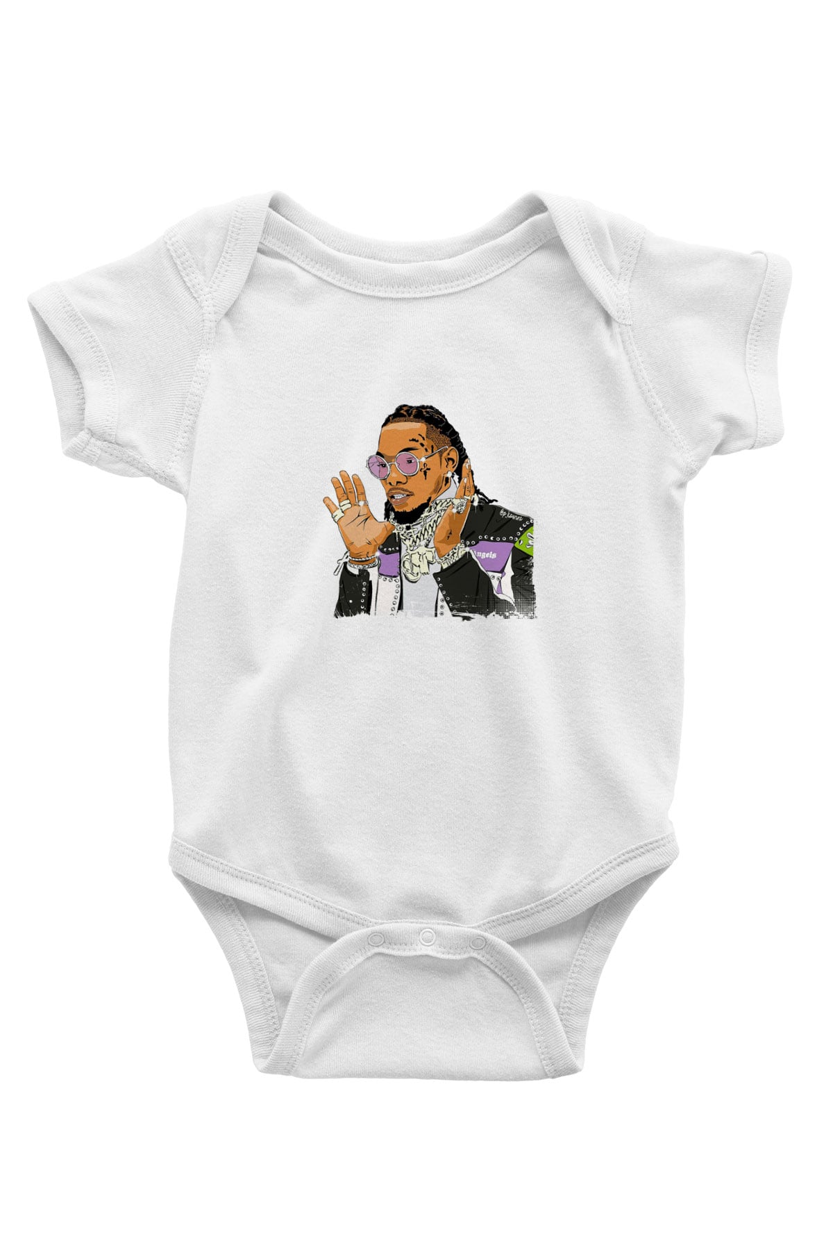Migos Baskılı Unisex Beyaz Bebek Body - Zıbın