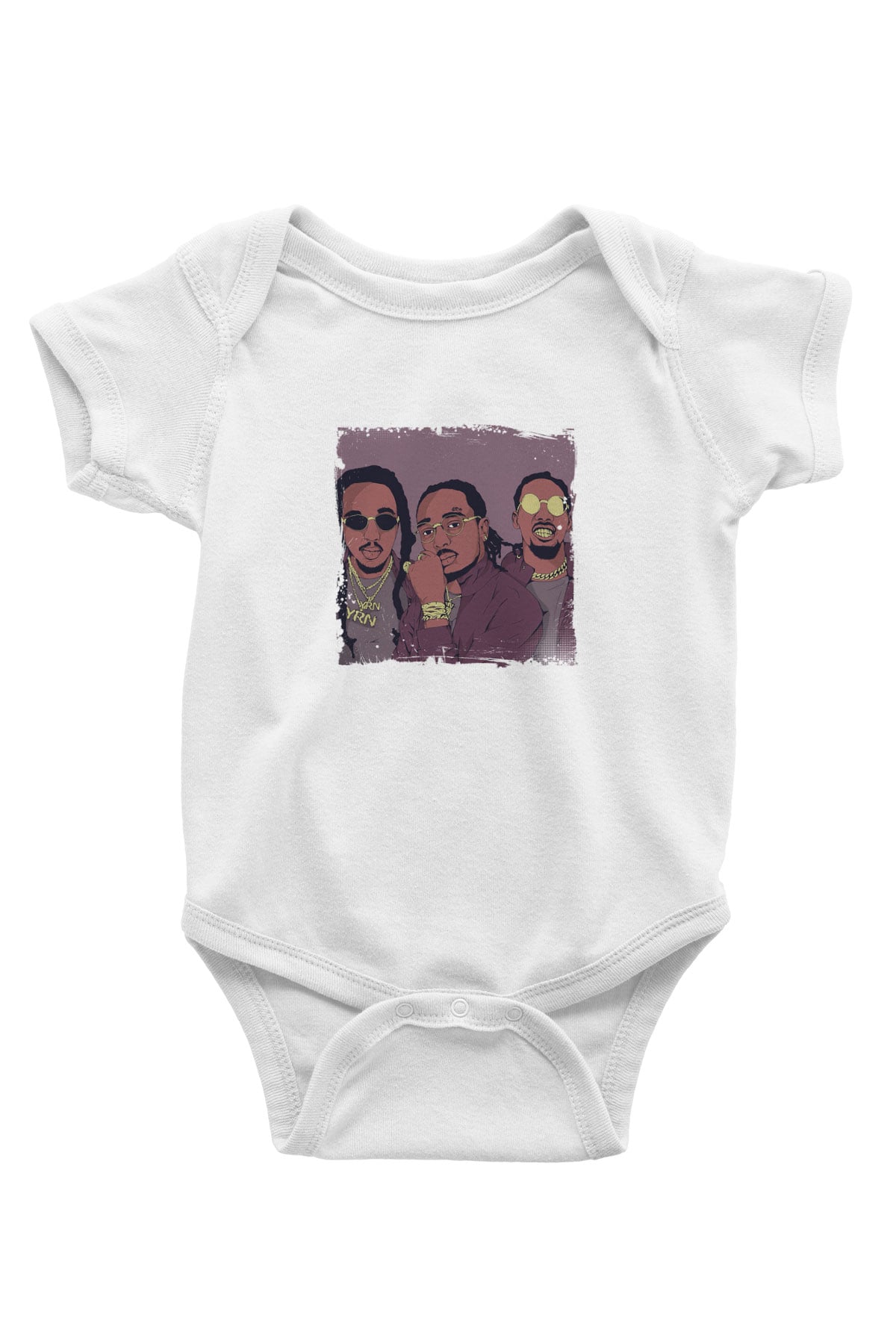 Migos Baskılı Unisex Beyaz Bebek Body - Zıbın