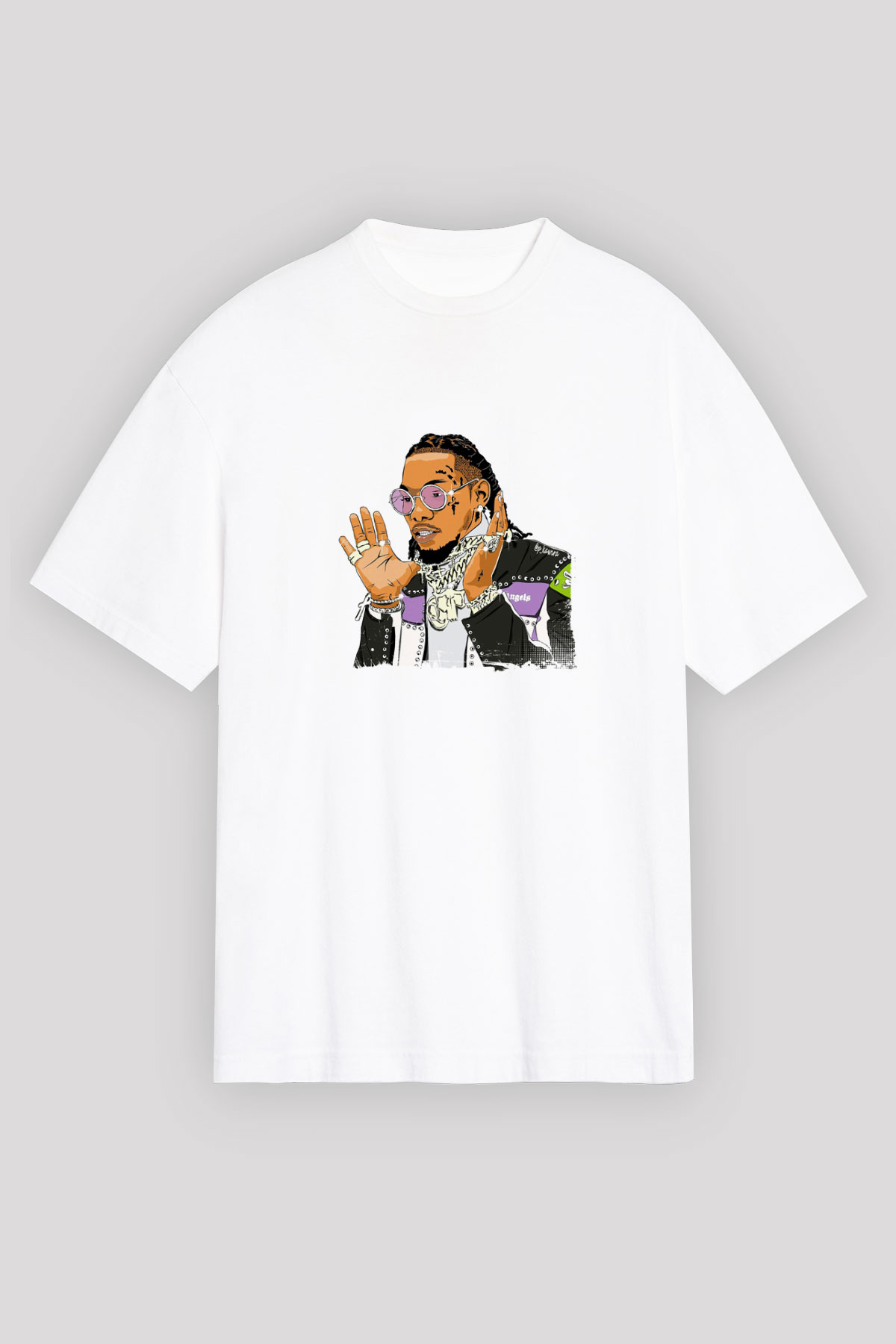 Migos Baskılı Unisex Beyaz Tişört