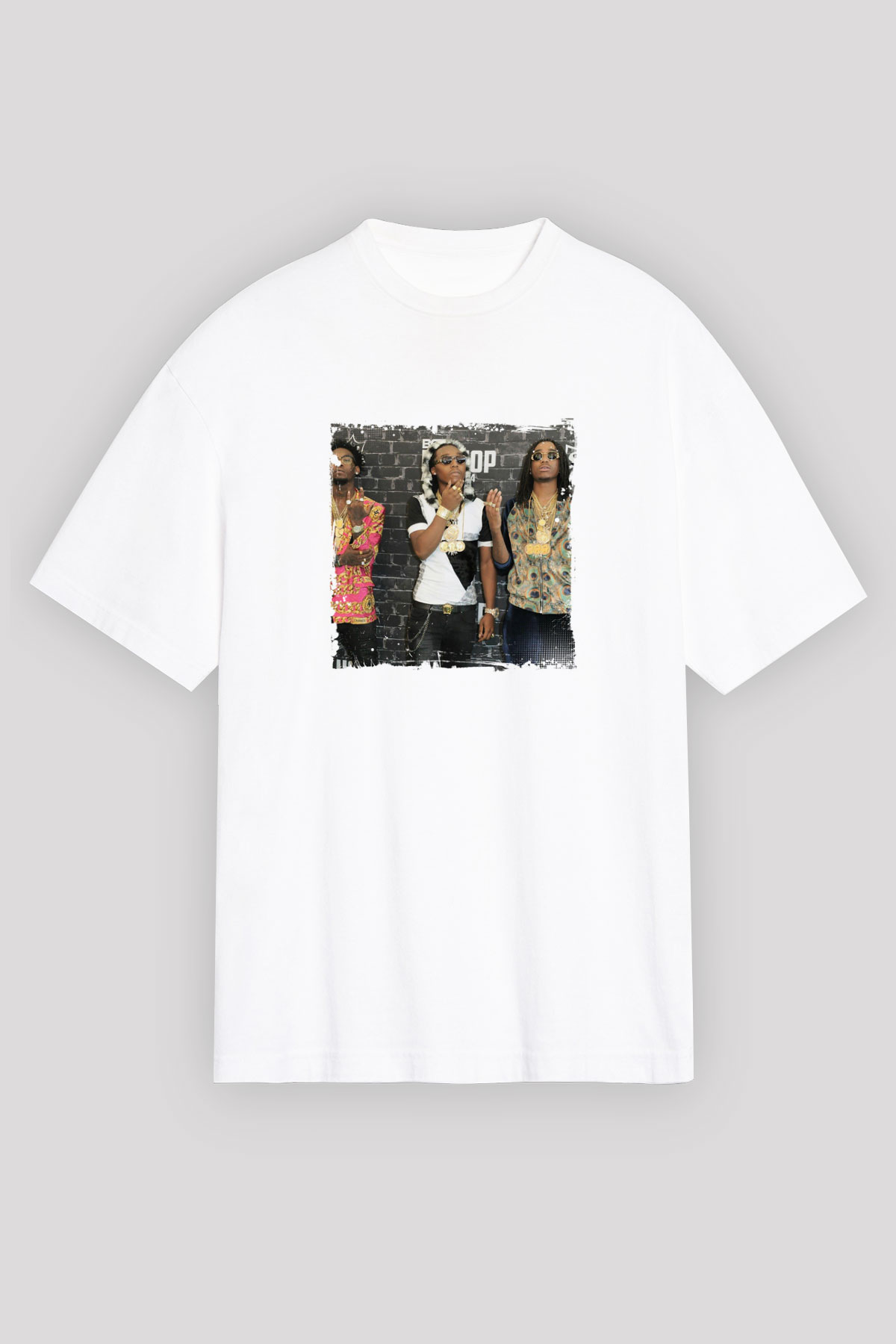 Migos Baskılı Unisex Beyaz Tişört