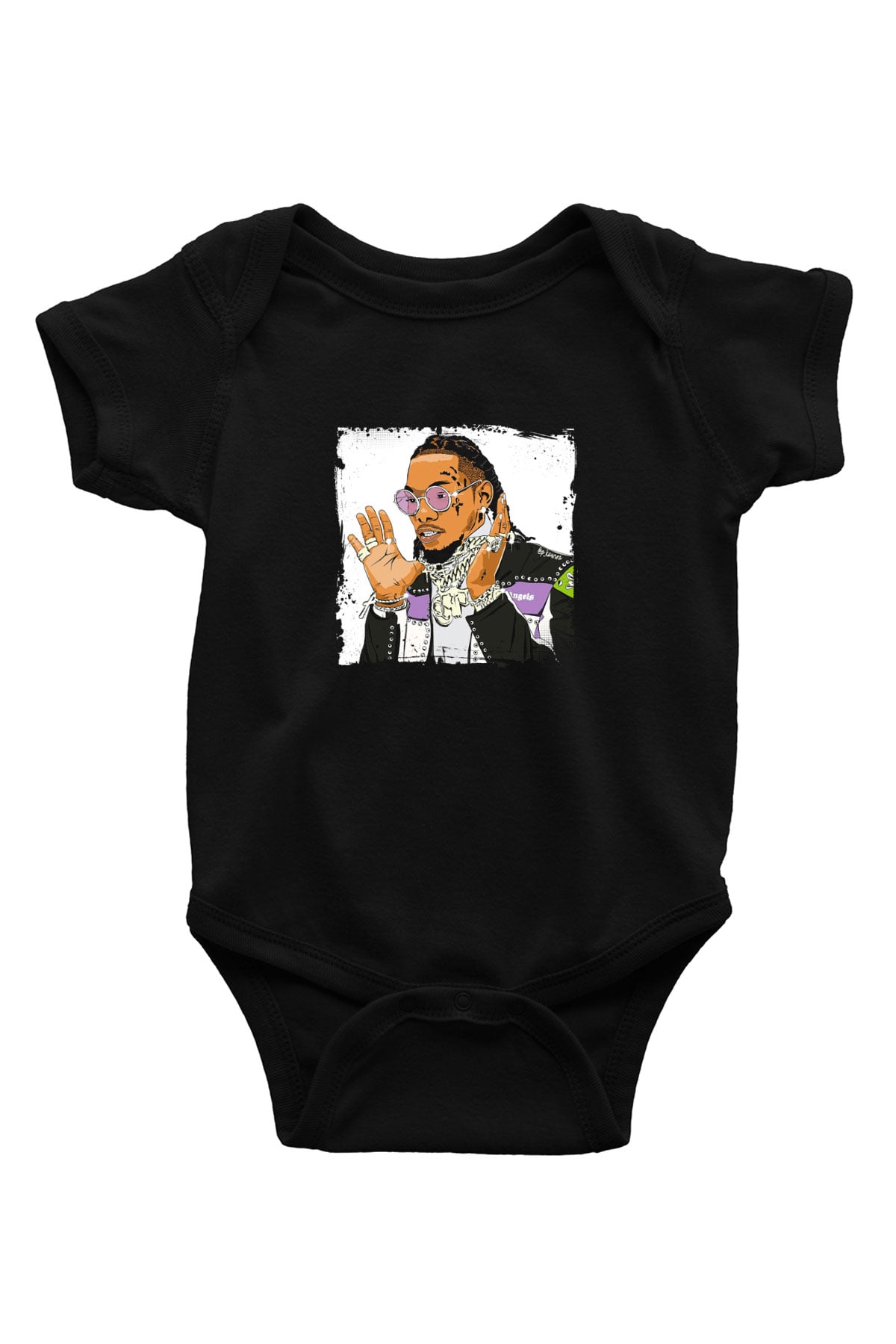 Migos Baskılı Unisex Siyah Bebek Body - Zıbın