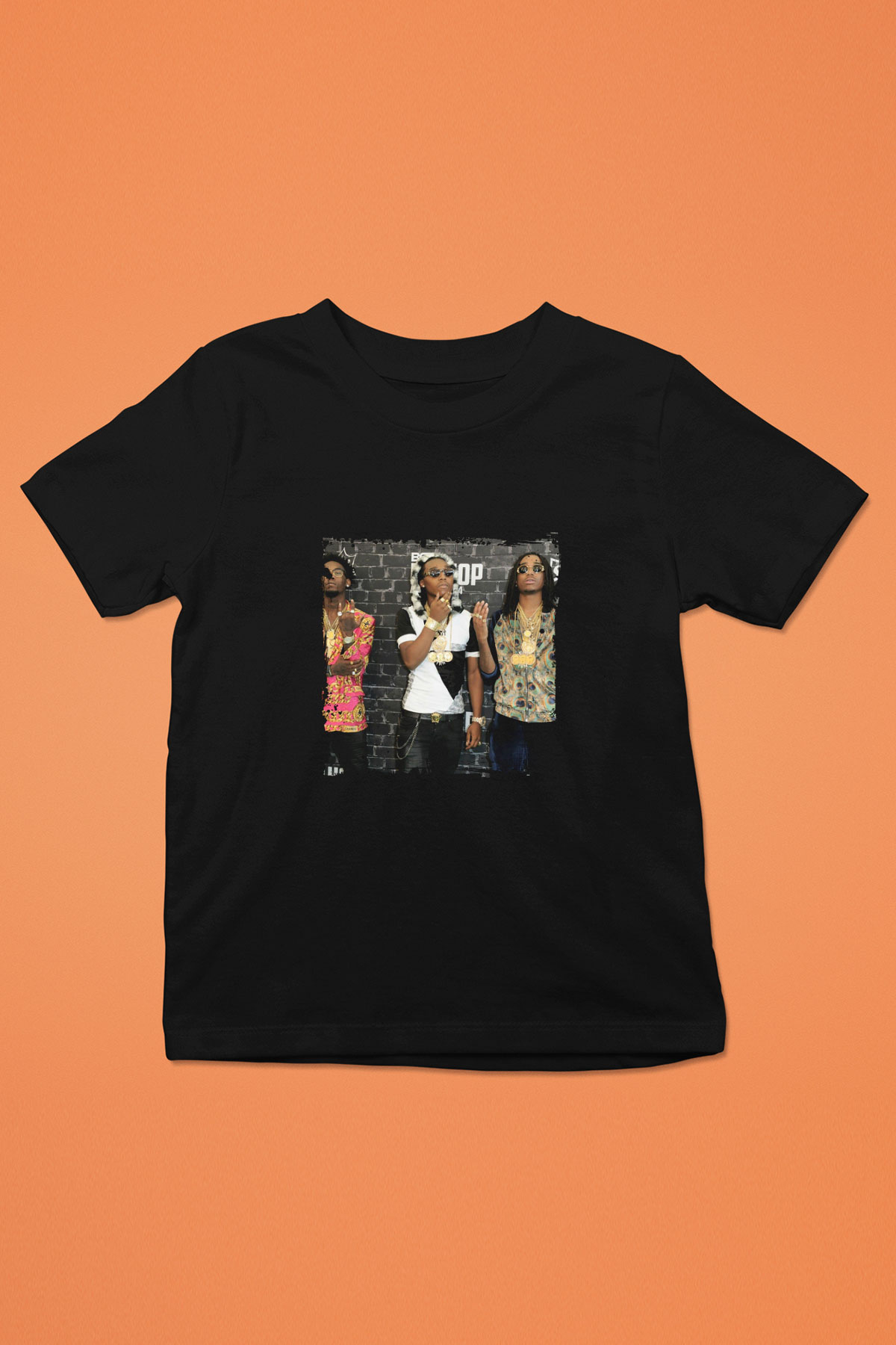 Migos Baskılı Unisex Siyah Çocuk Tişört