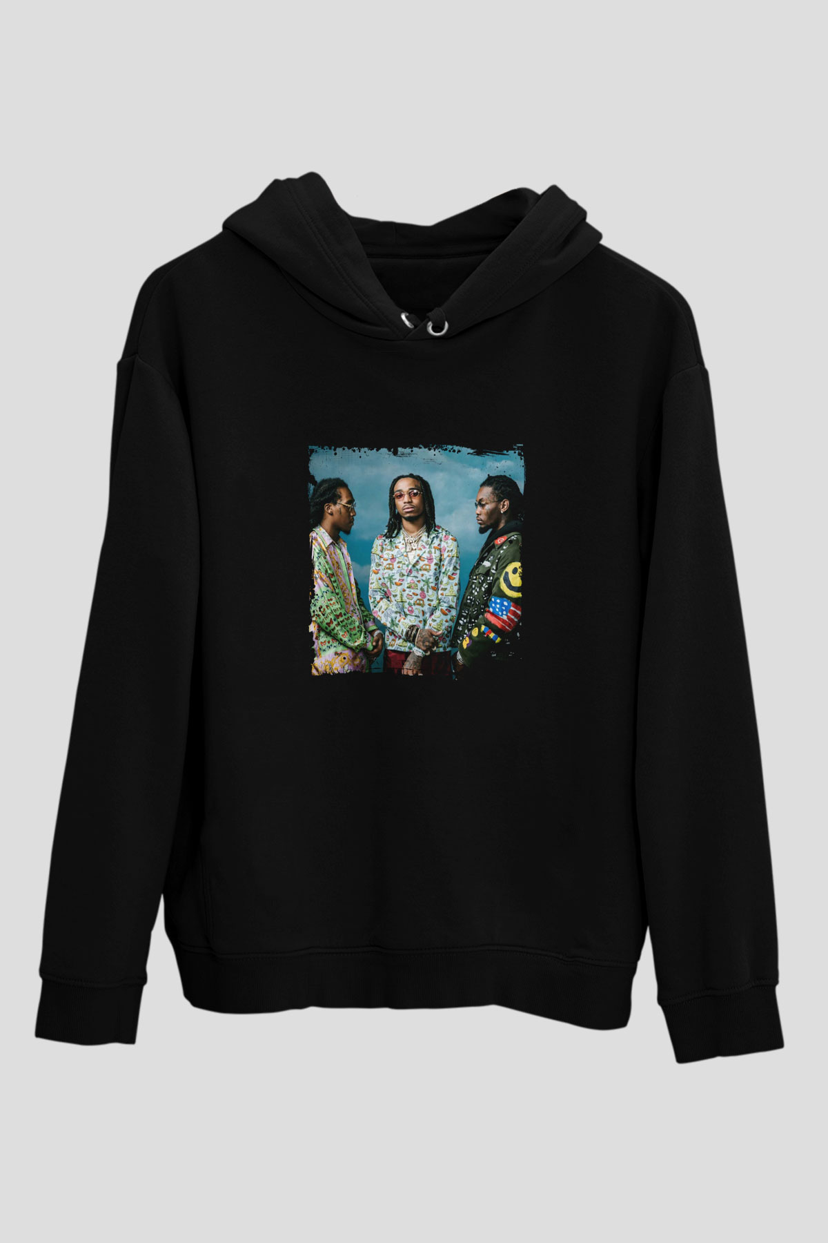 Migos Baskılı Unisex Siyah Hoodie