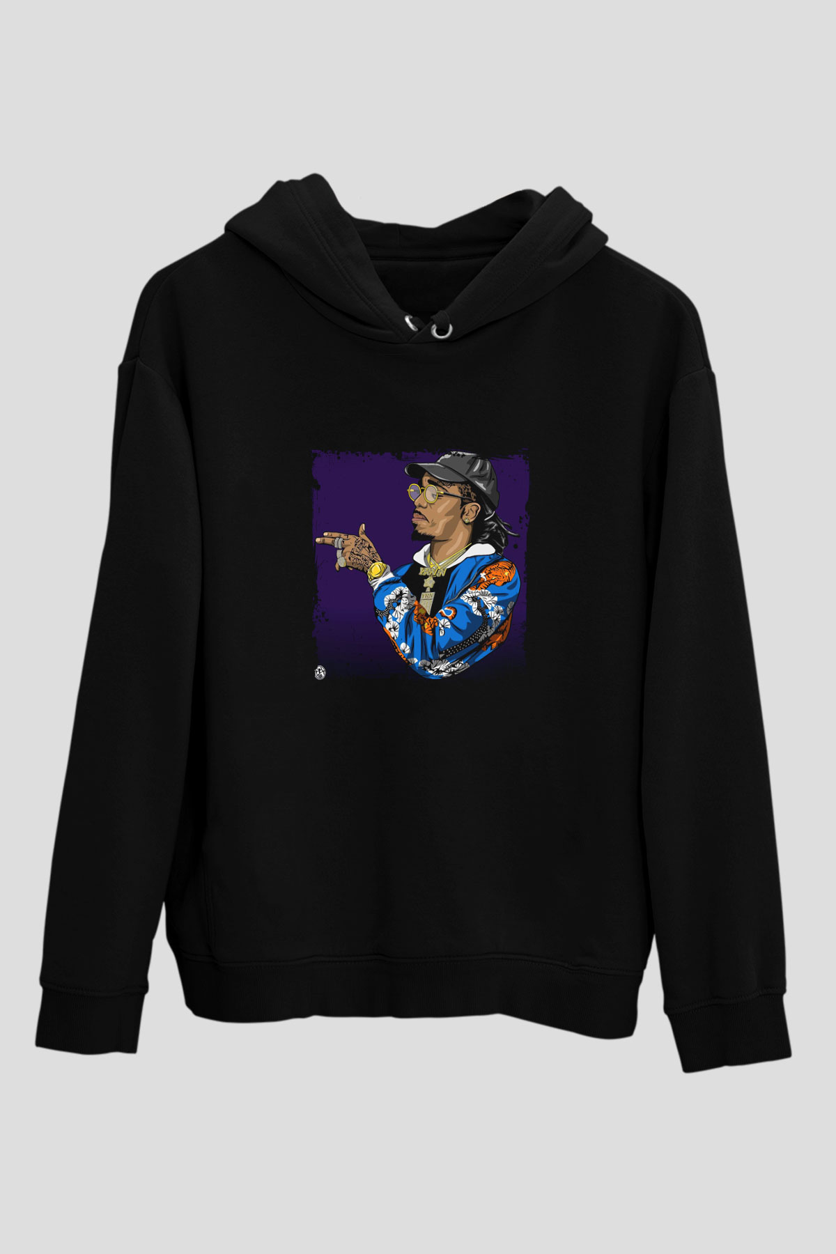 Migos Baskılı Unisex Siyah Hoodie