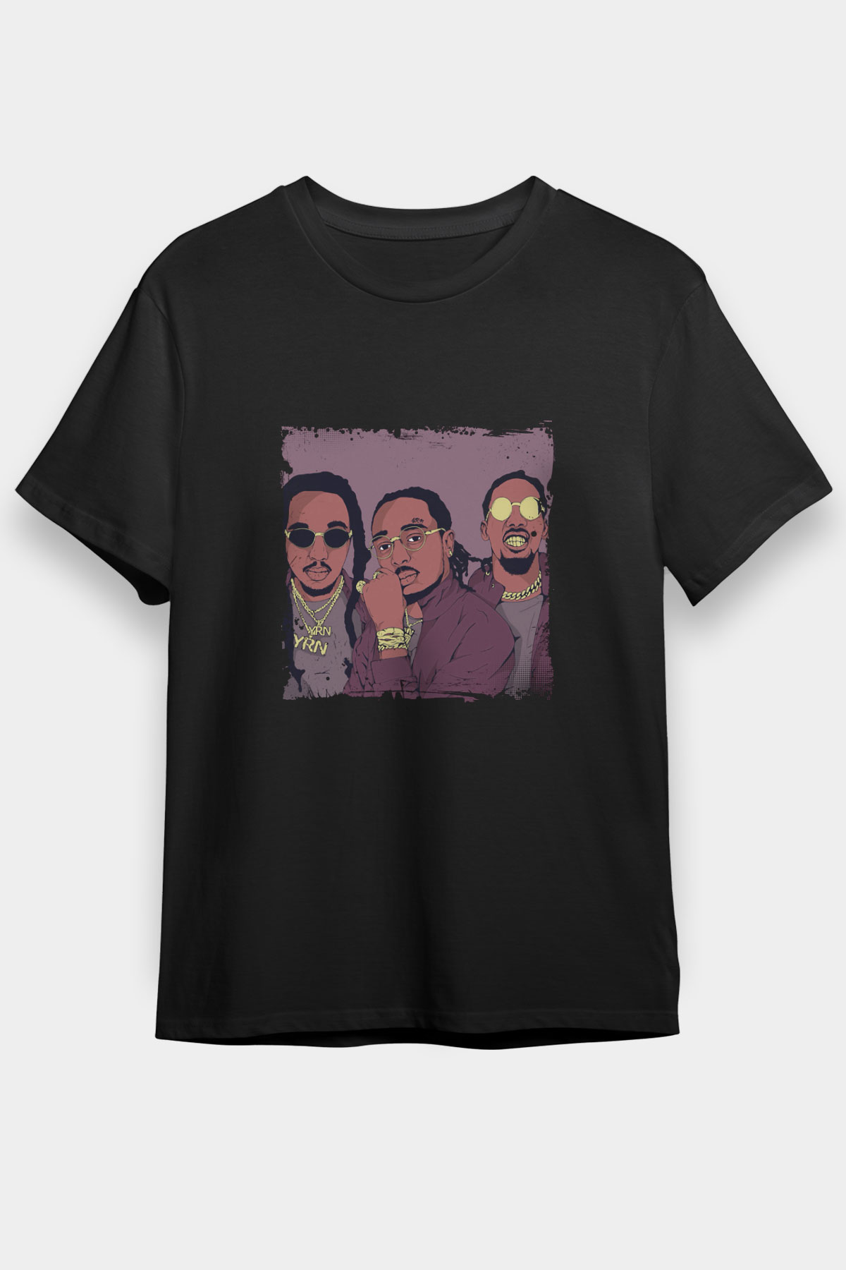Migos Baskılı Unisex Siyah Tişört