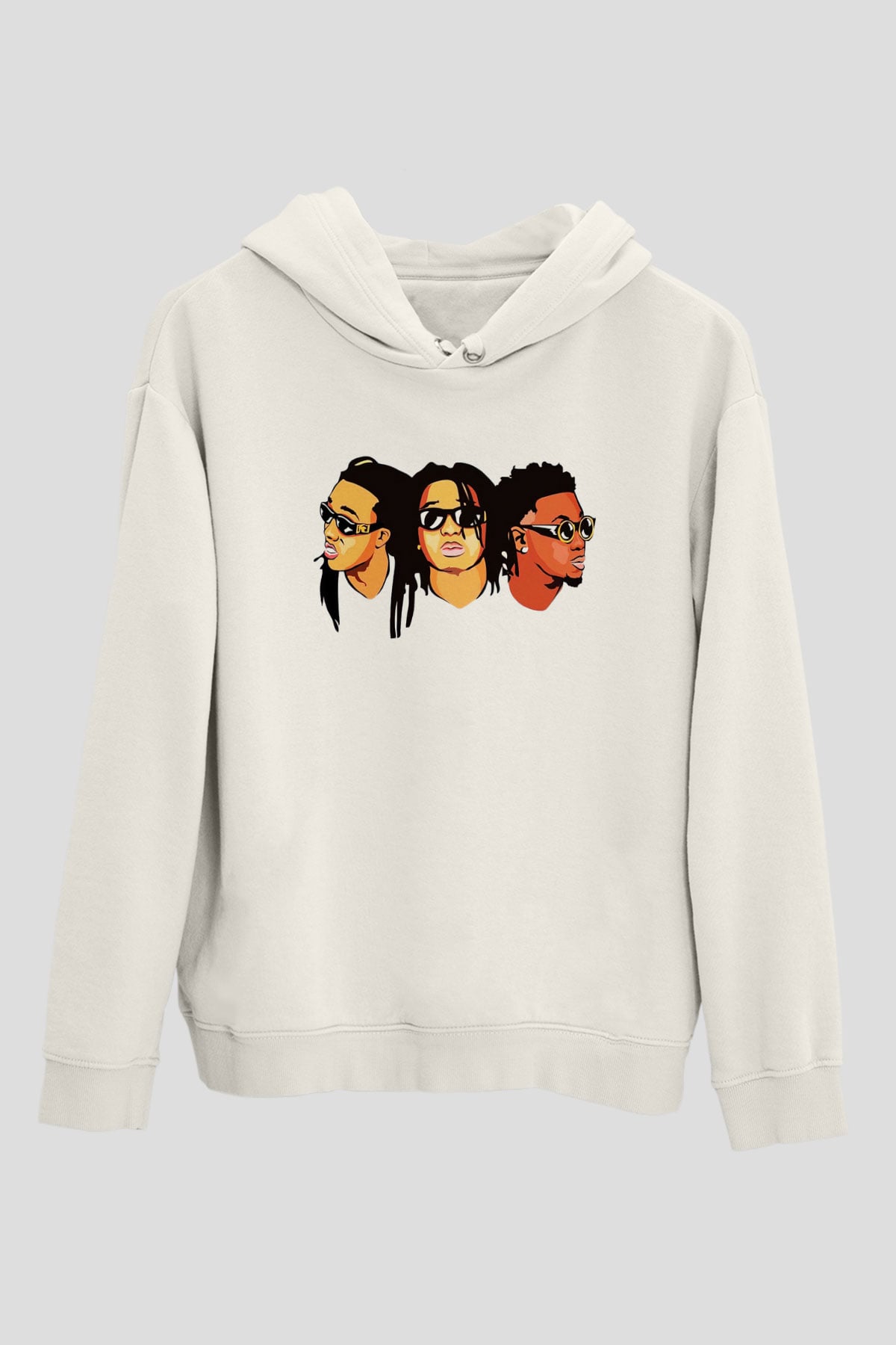 Migos Beyaz Unisex Kapşonlu Sweatshirt