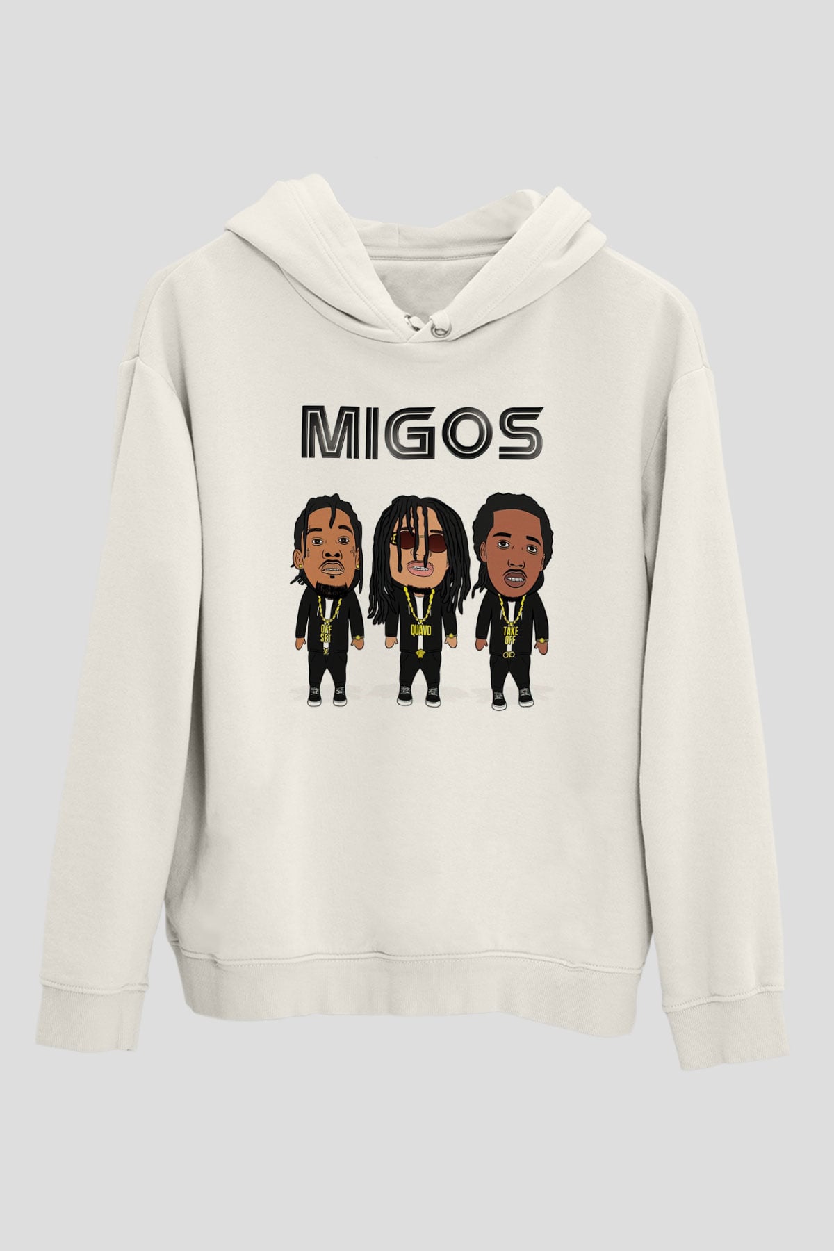 Migos Beyaz Unisex Kapşonlu Sweatshirt