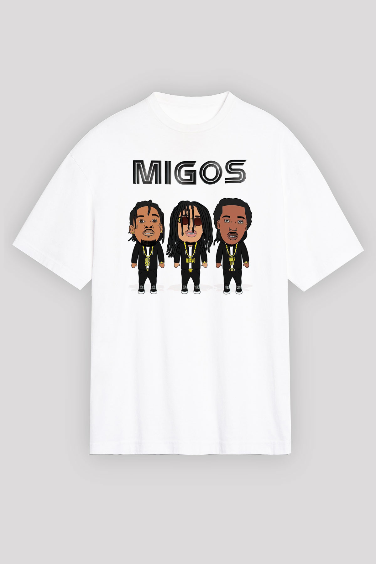 Migos Beyaz Unisex Oversize Tişört T-Shirt