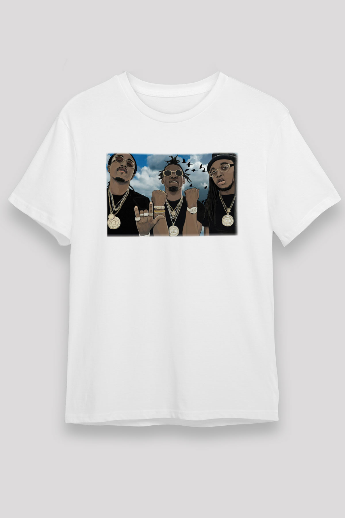 Migos Beyaz Unisex Tişört T-Shirt - TişörtFabrikası