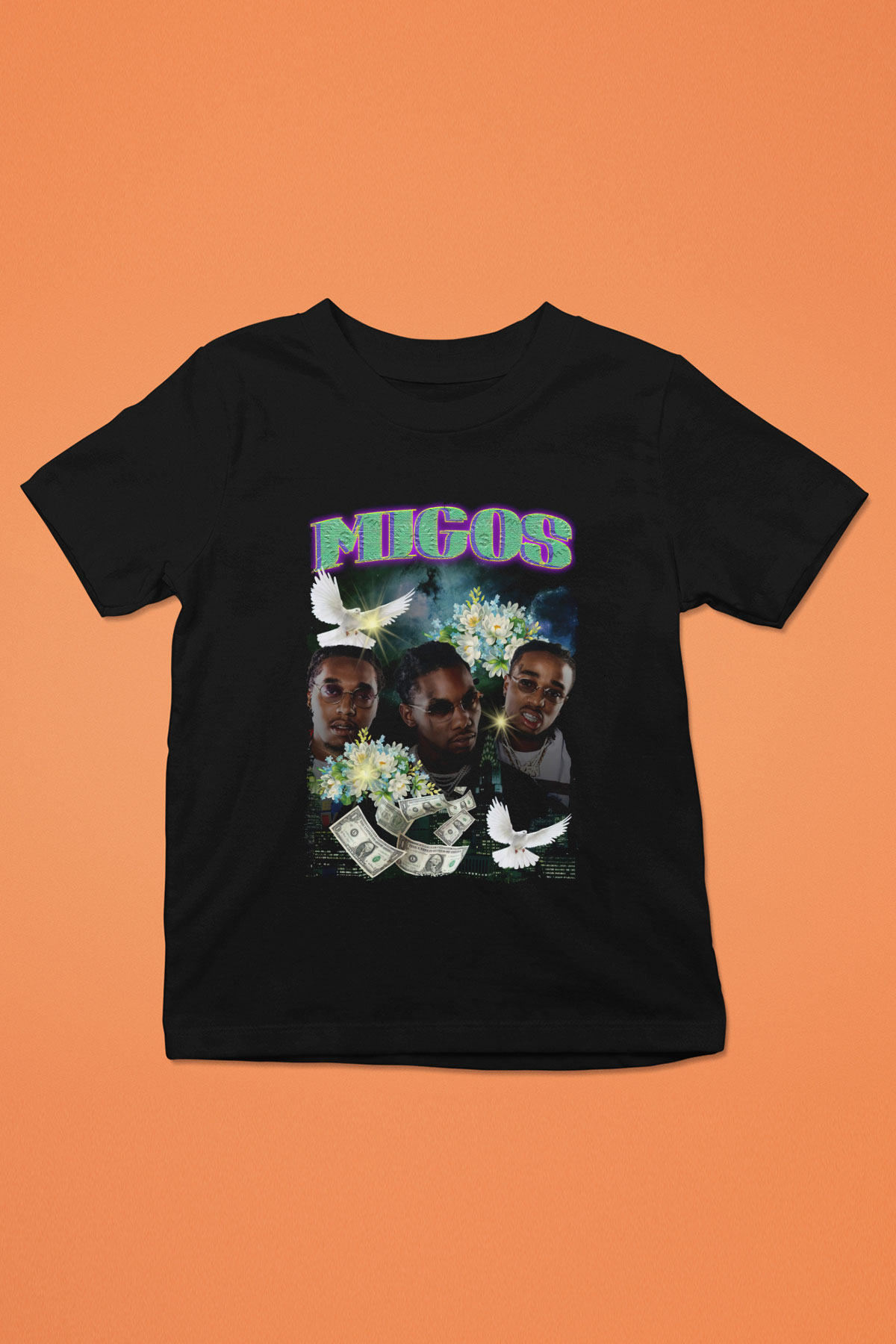 Migos Siyah Unisex Çocuk Tişört