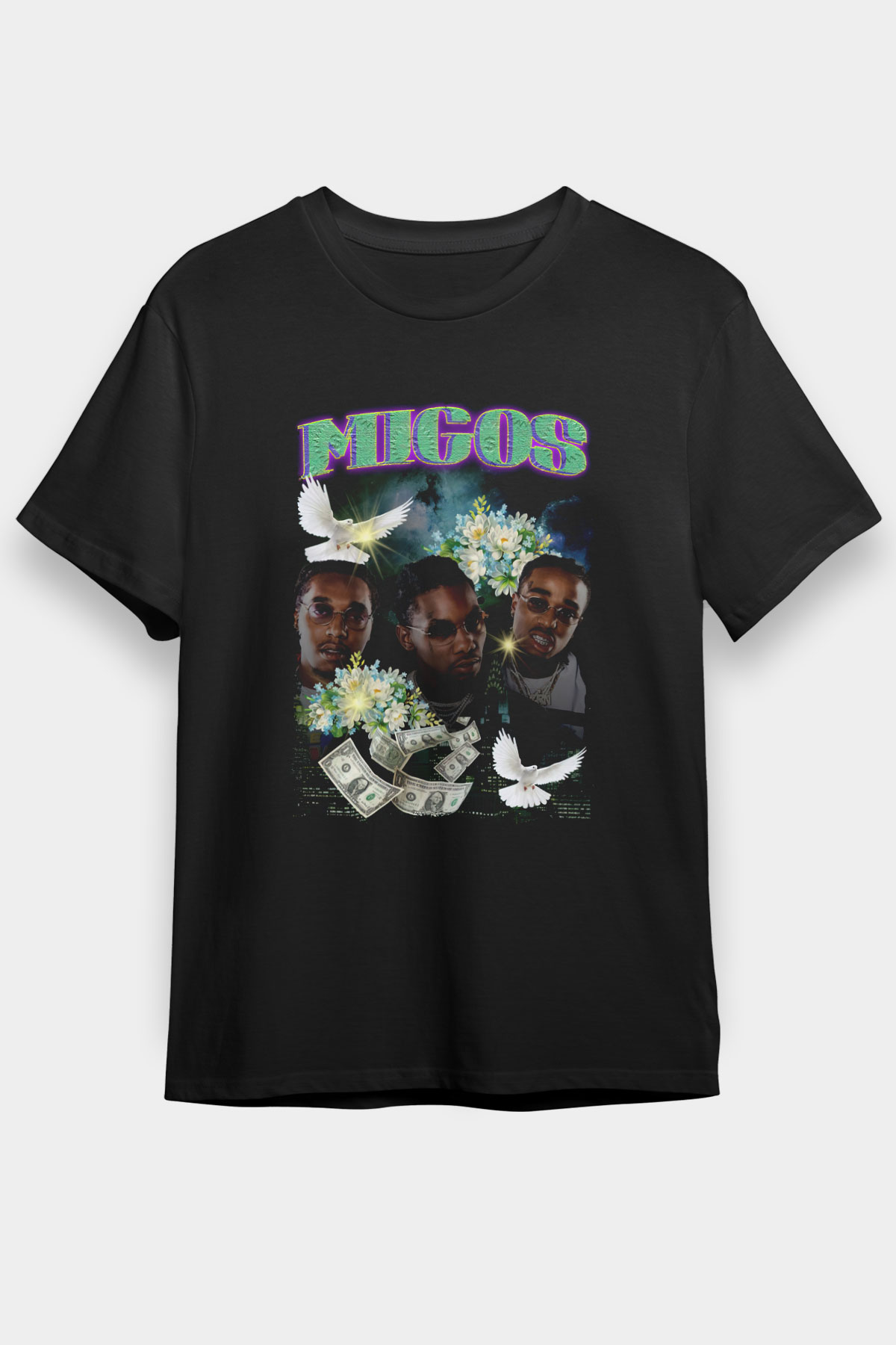 Migos Siyah Unisex Tişört T-Shirt - TişörtFabrikası