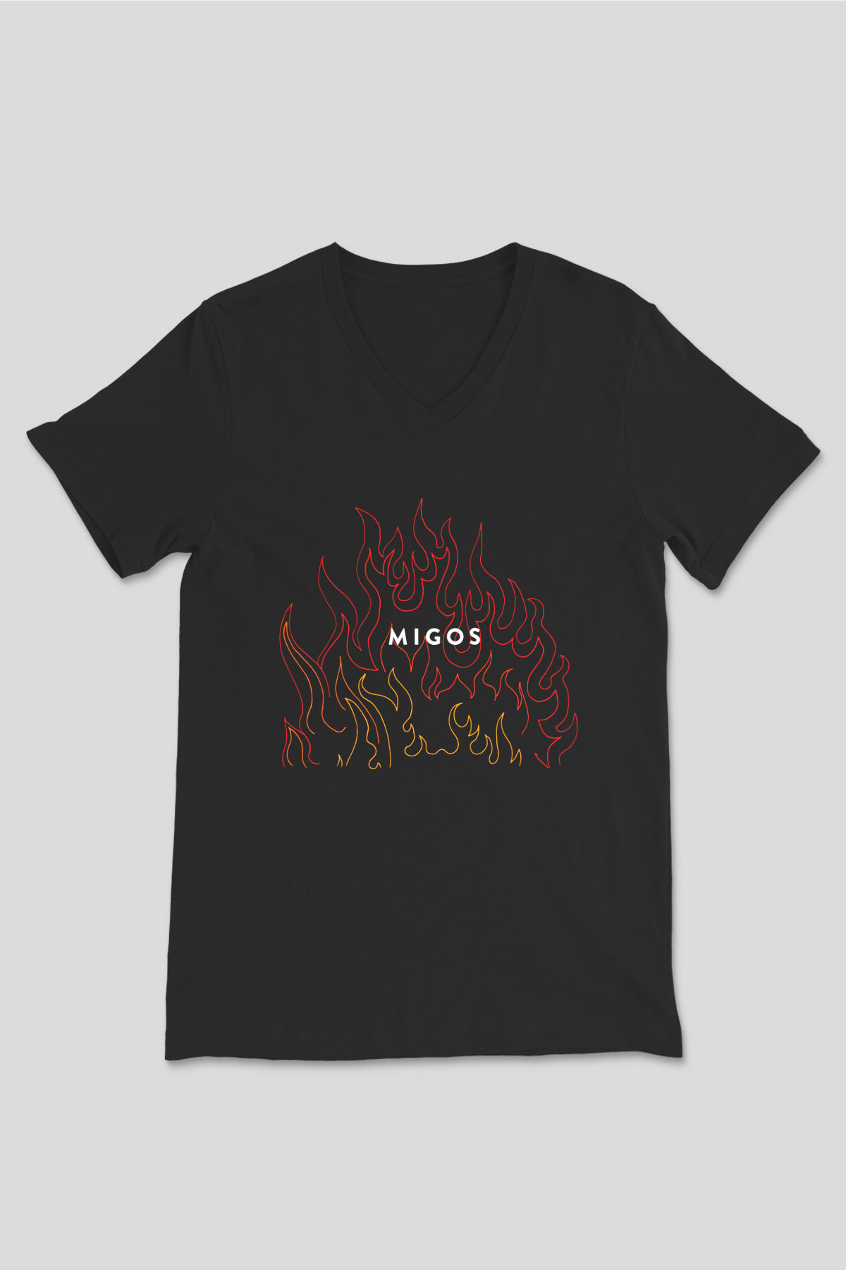 Migos Siyah Unisex V Yaka Tişört T-Shirt