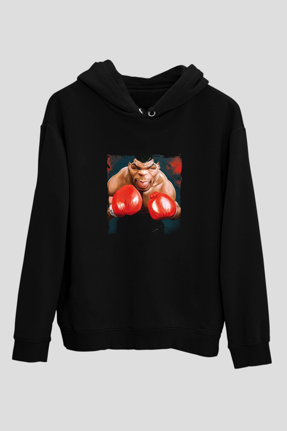 Mike Tyson Baskılı Unisex Siyah Hoodie