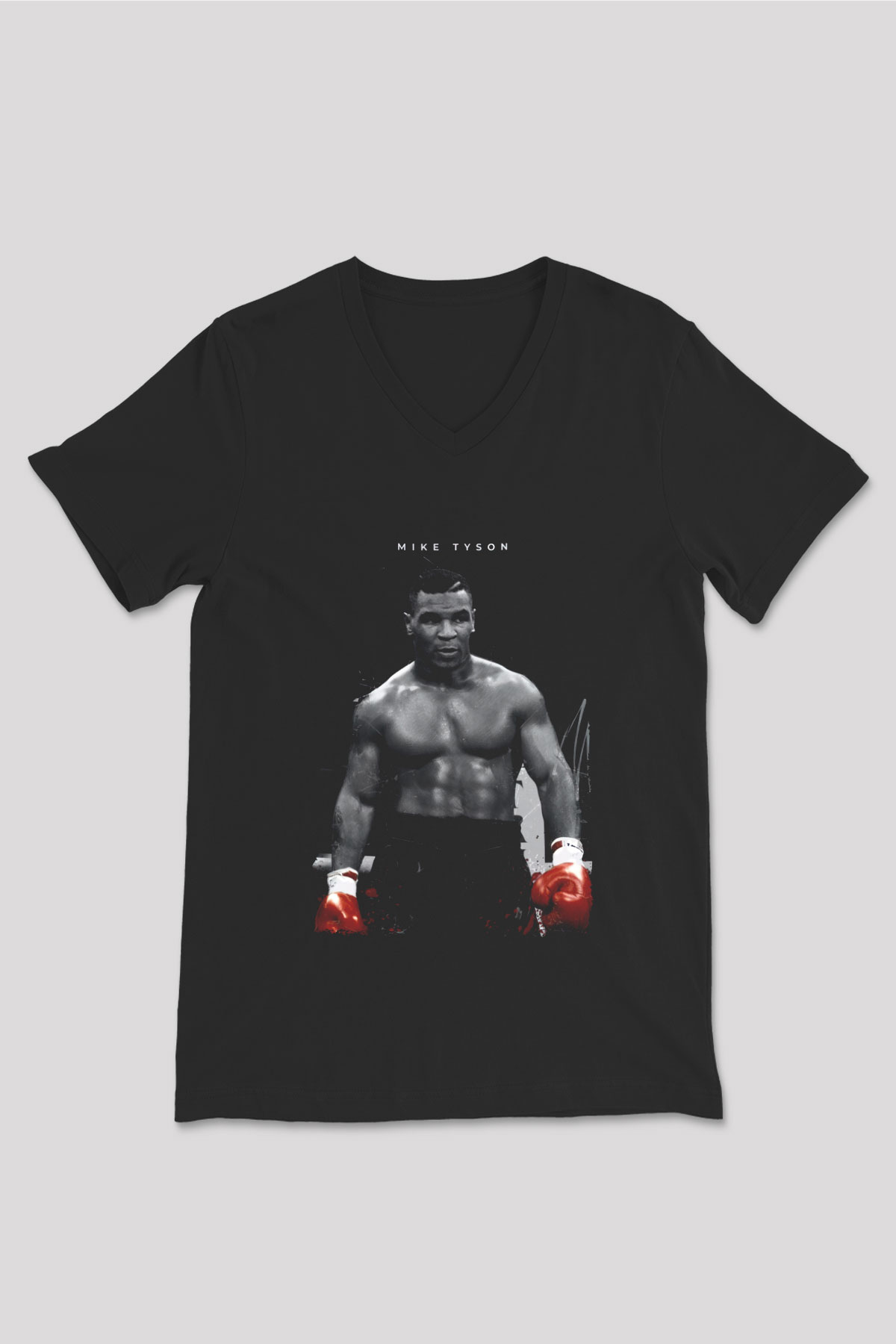 Mike Tyson Siyah Unisex  V Yaka Tişört