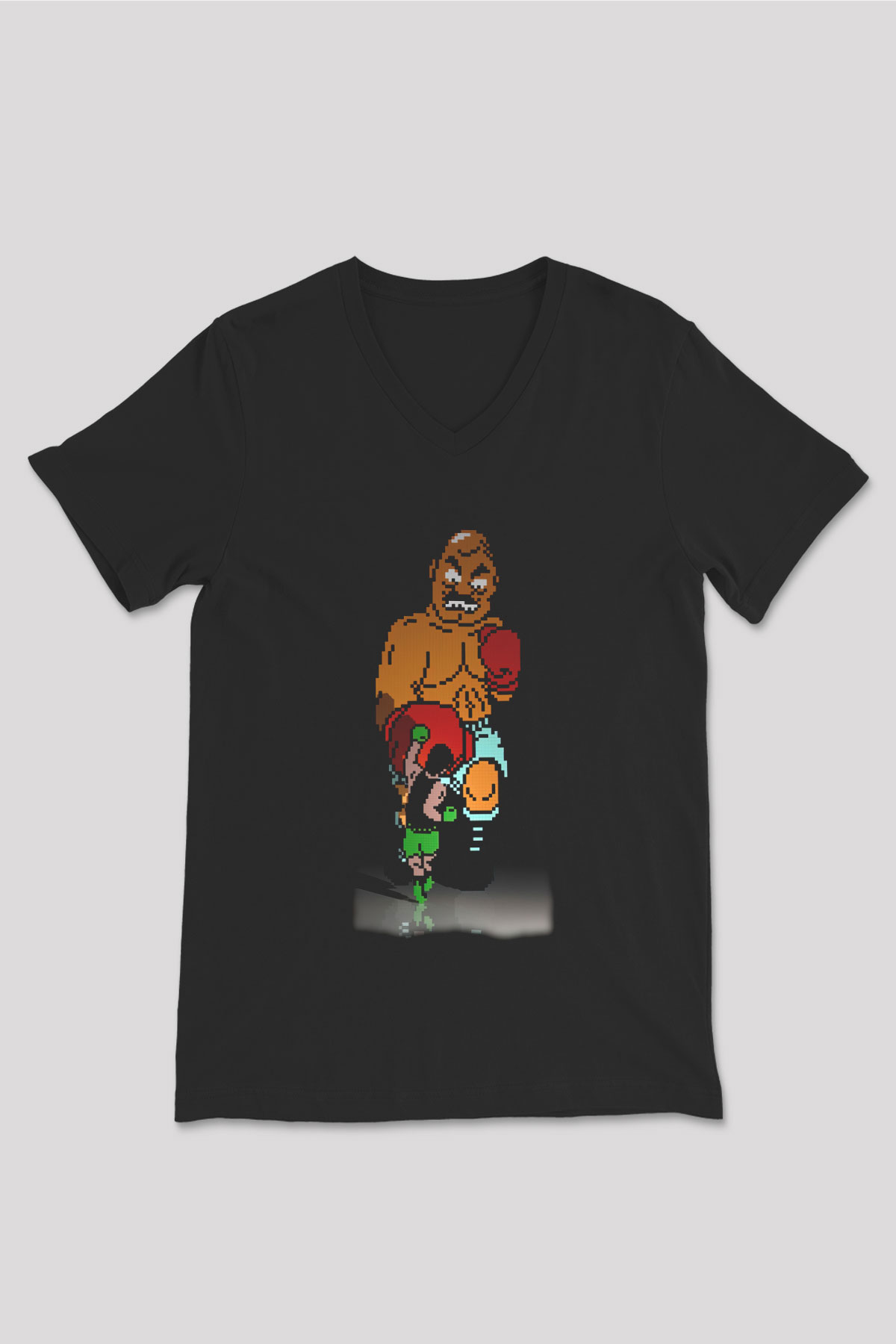 Mike Tyson's Punch-Out! Siyah Unisex  V Yaka Tişört