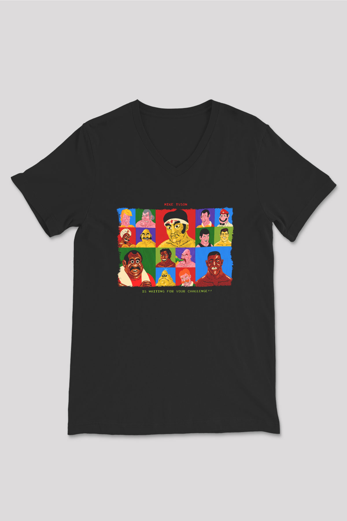 Mike Tyson's Punch-Out! Siyah Unisex  V Yaka Tişört