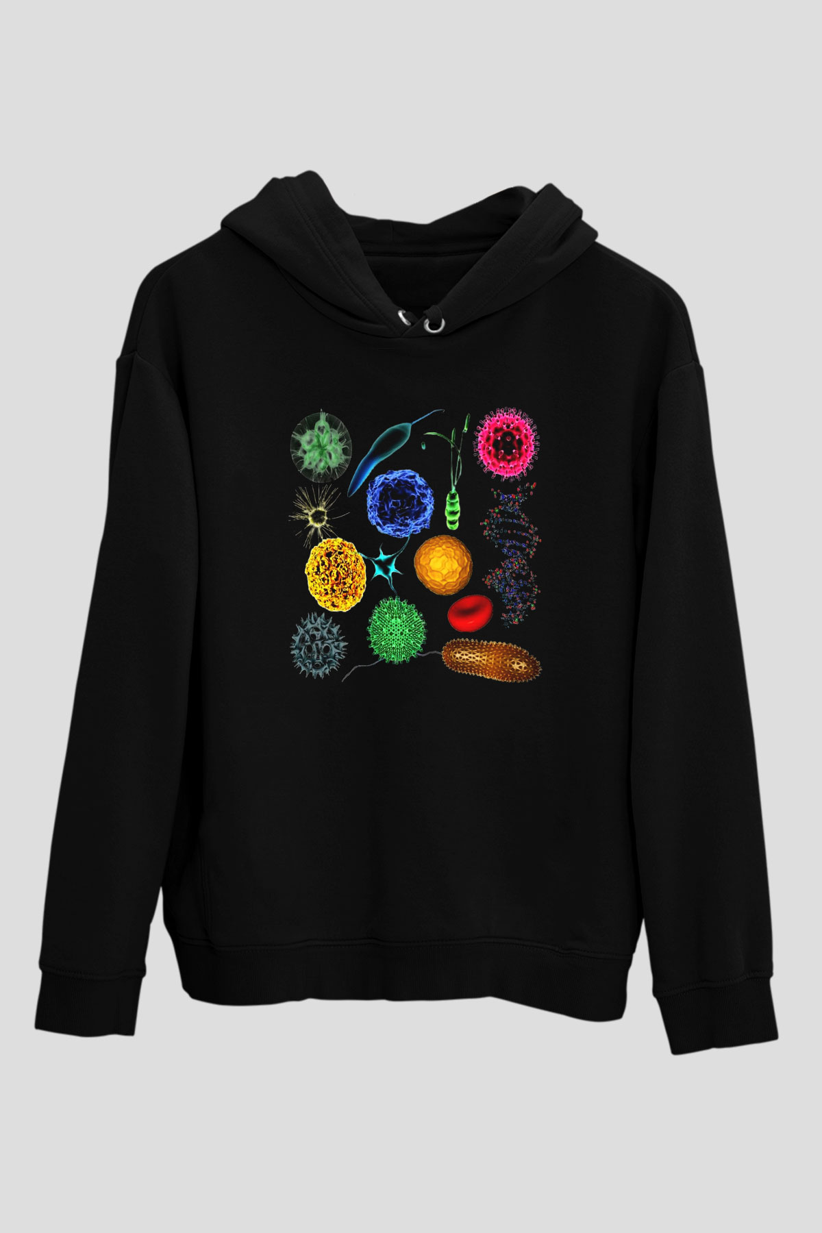 Mikrobiyolog Siyah Unisex Kapşonlu Sweatshirt