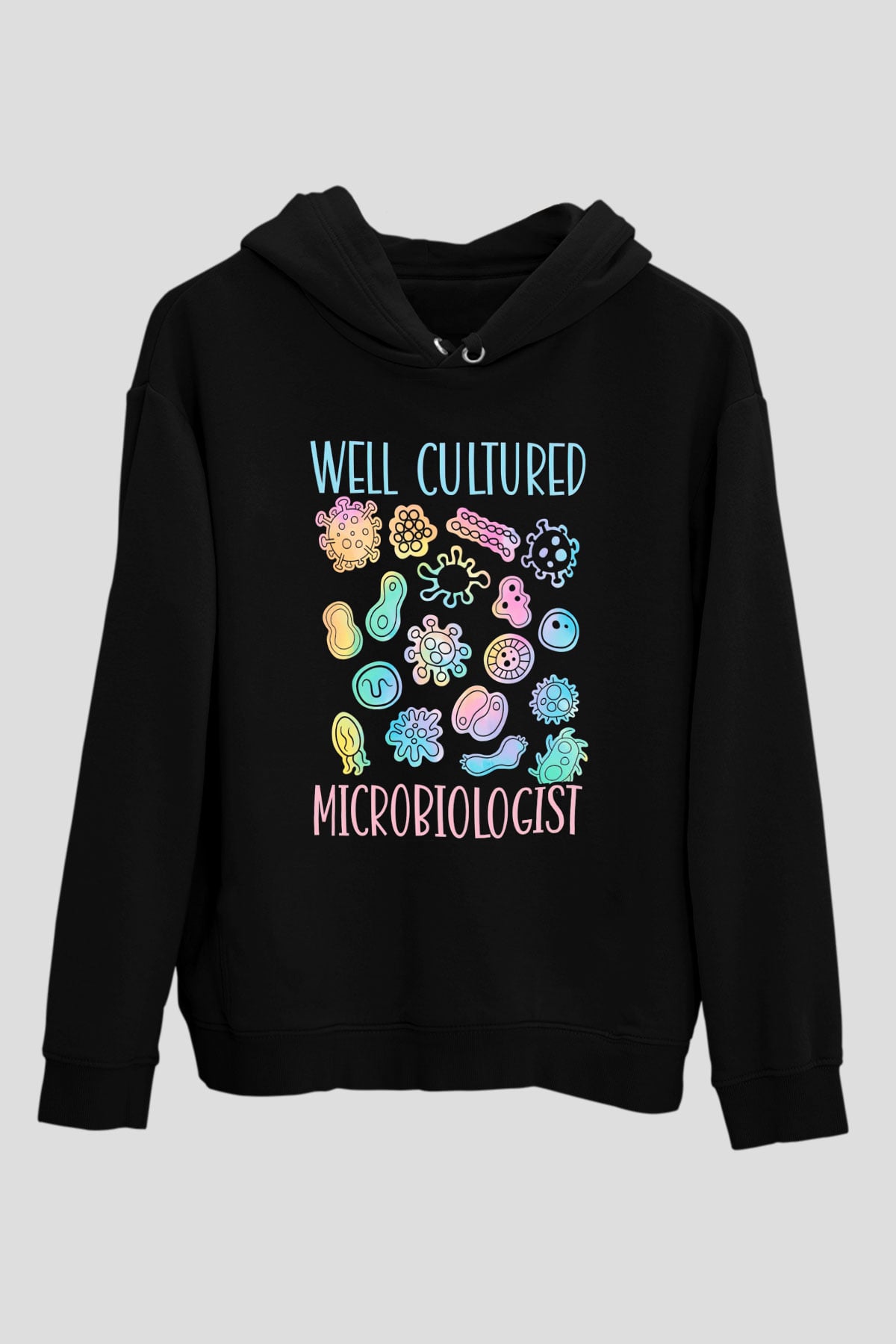 Mikrobiyolog Siyah Unisex Kapüşonlu Sweatshirt