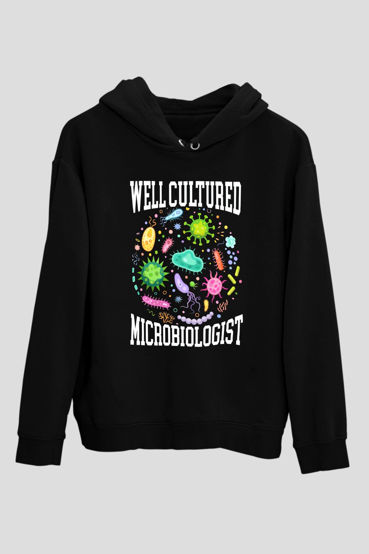 Mikrobiyolog Siyah Unisex Kapüşonlu Sweatshirt