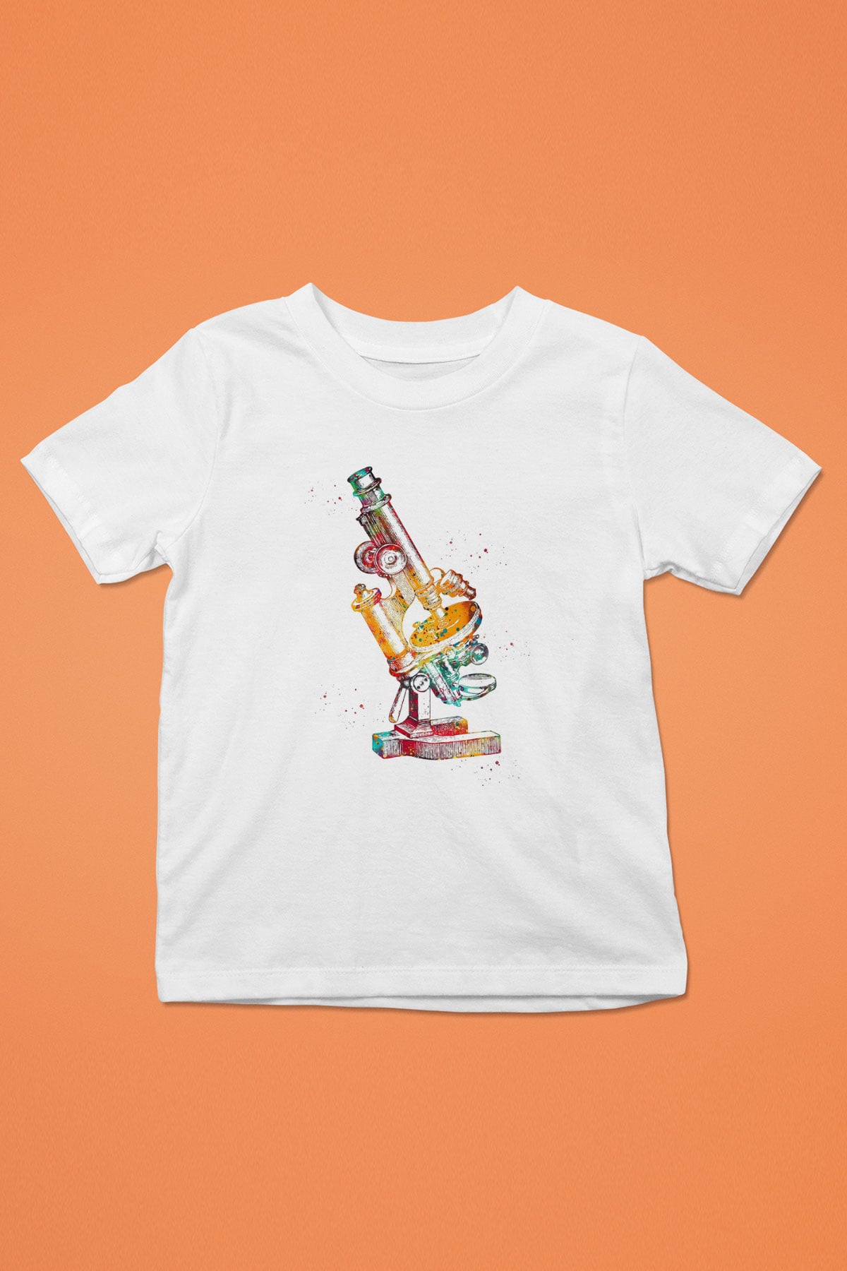 Mikroskop Baskılı Unisex Beyaz Çocuk Tişörtü - Tshirt