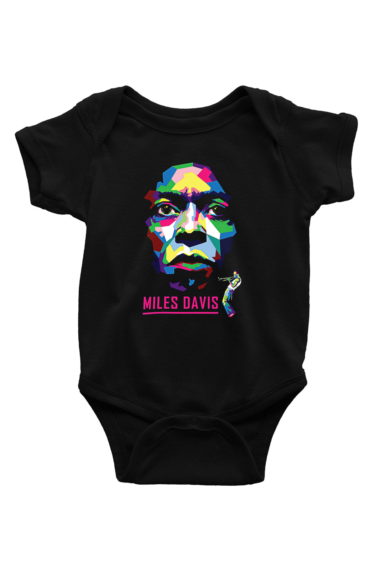 Miles Davis Baskılı Unisex Siyah Bebek Body - Zıbın