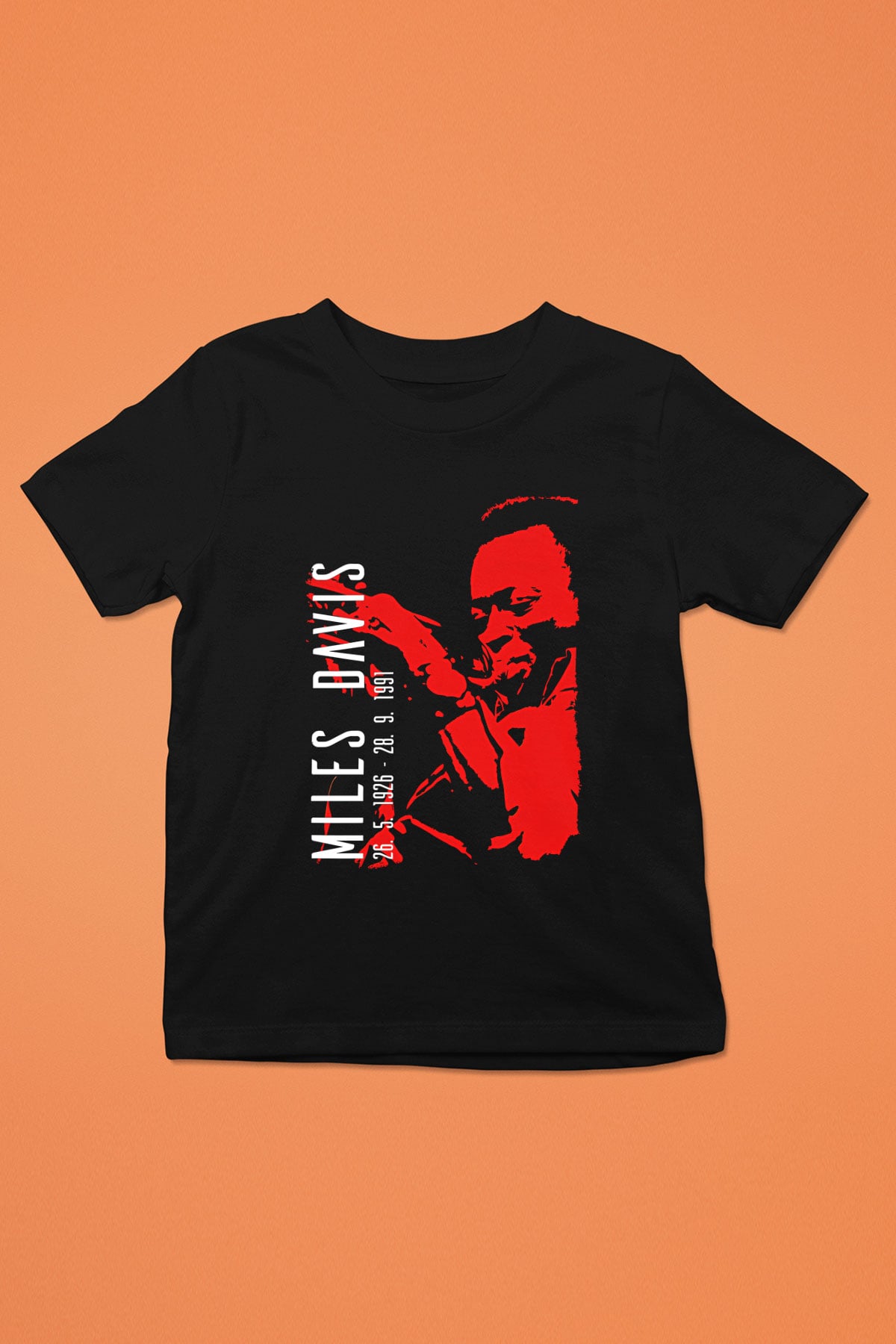Miles Davis Baskılı Unisex Siyah Çocuk Tişört - Tshirt
