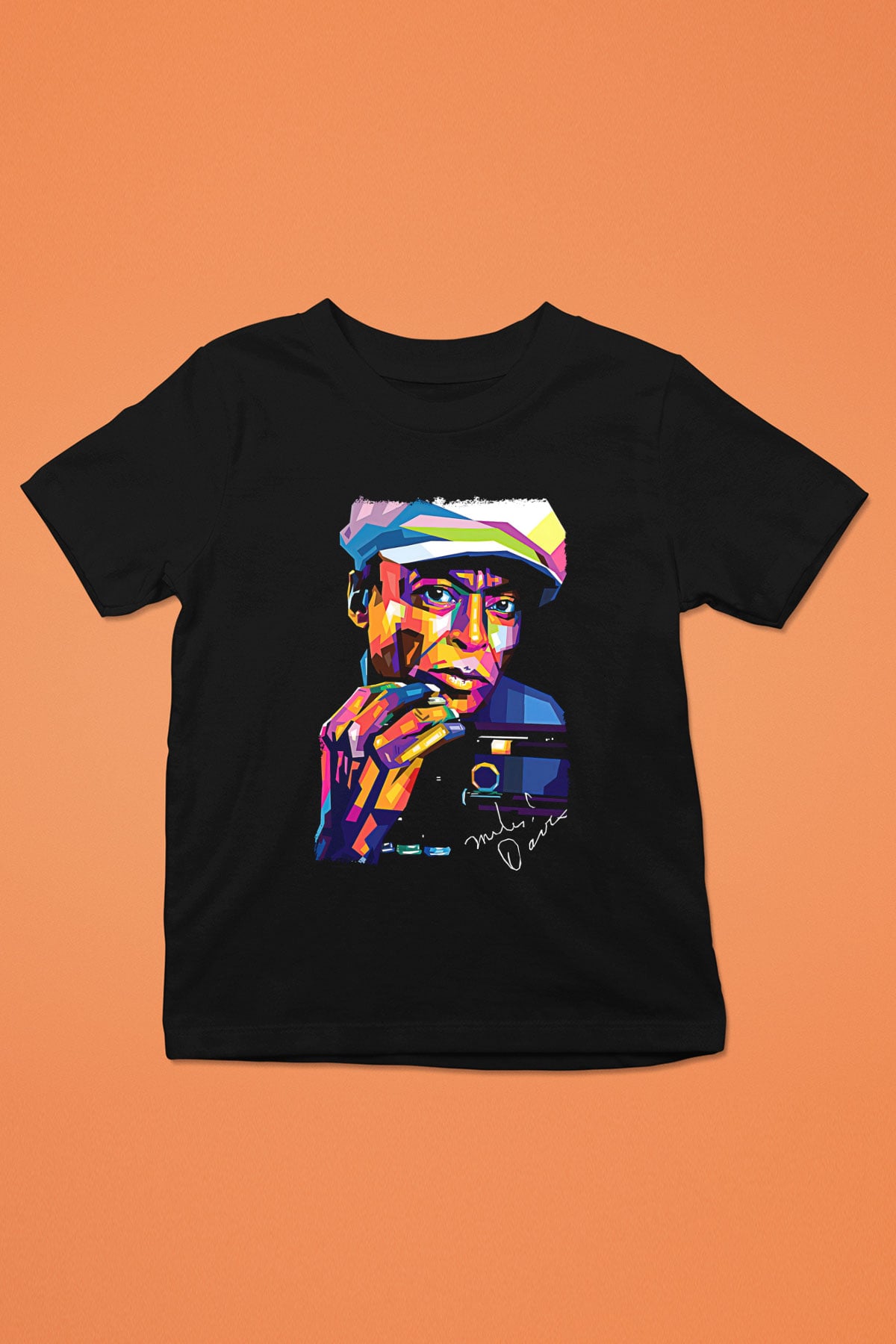 Miles Davis Baskılı Unisex Siyah Çocuk Tişört - Tshirt