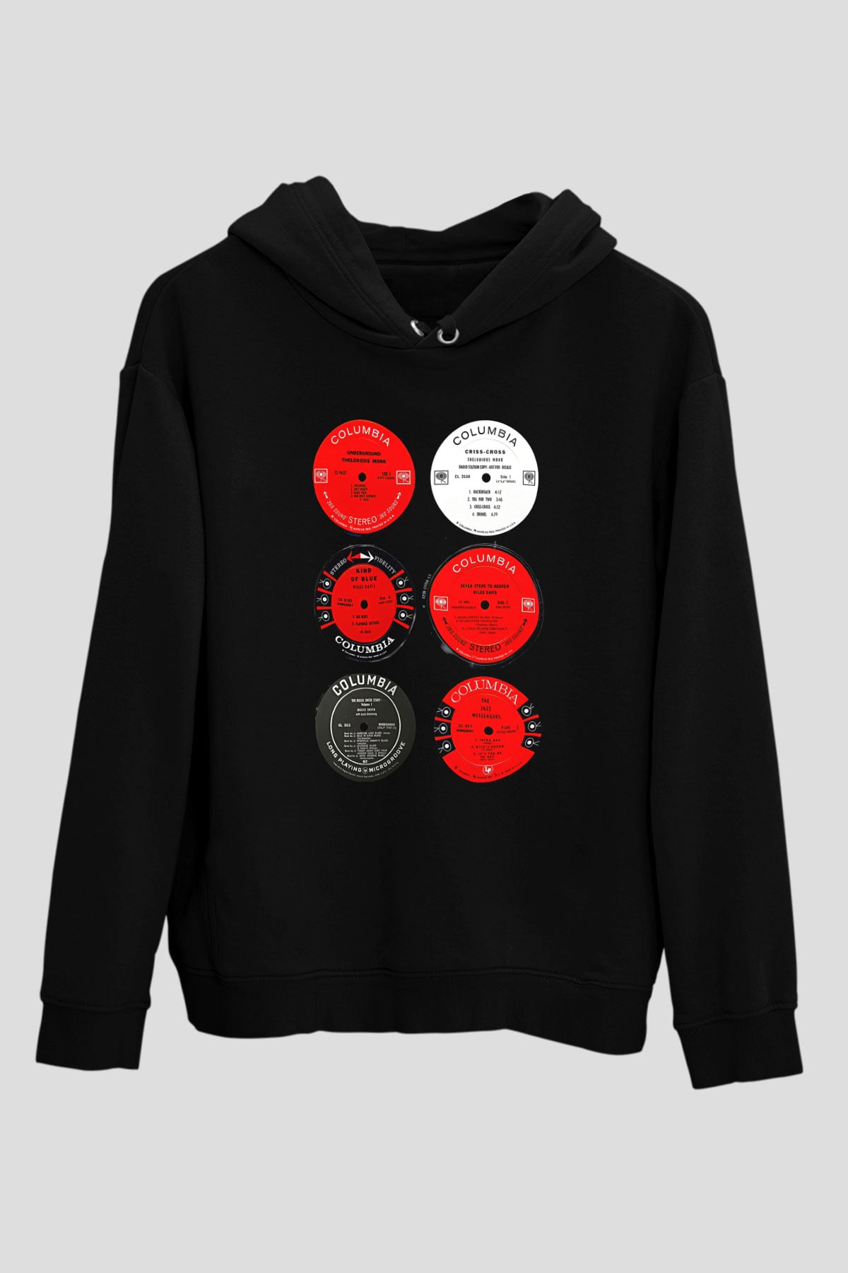 Miles Davis Baskılı Unisex Siyah Kapüşonlu Sweatshirt