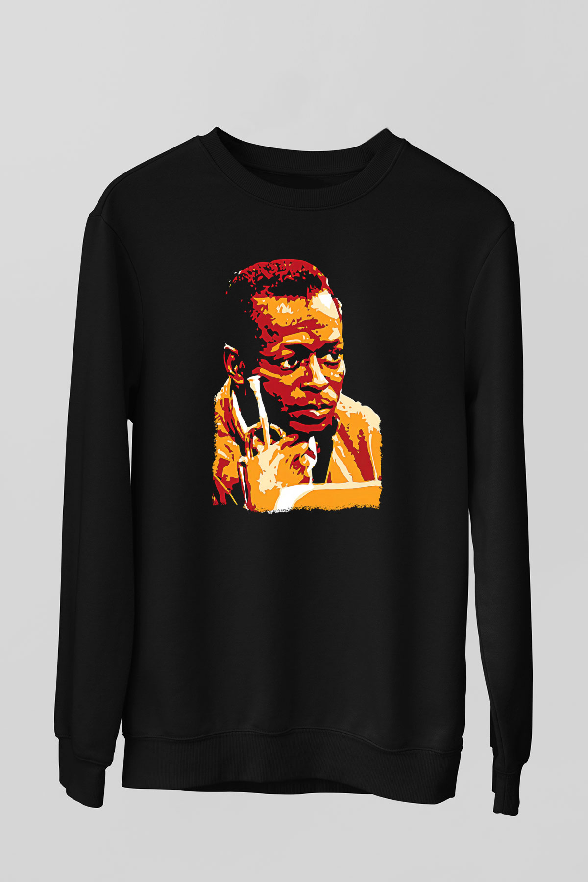 Miles Davis Baskılı Unisex Siyah Sweatshirt