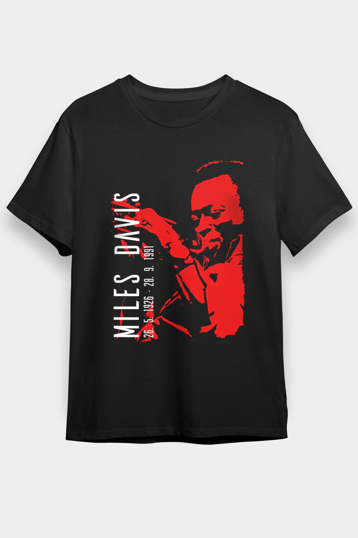 Miles Davis Baskılı Unisex Siyah Tişört - Tshirt