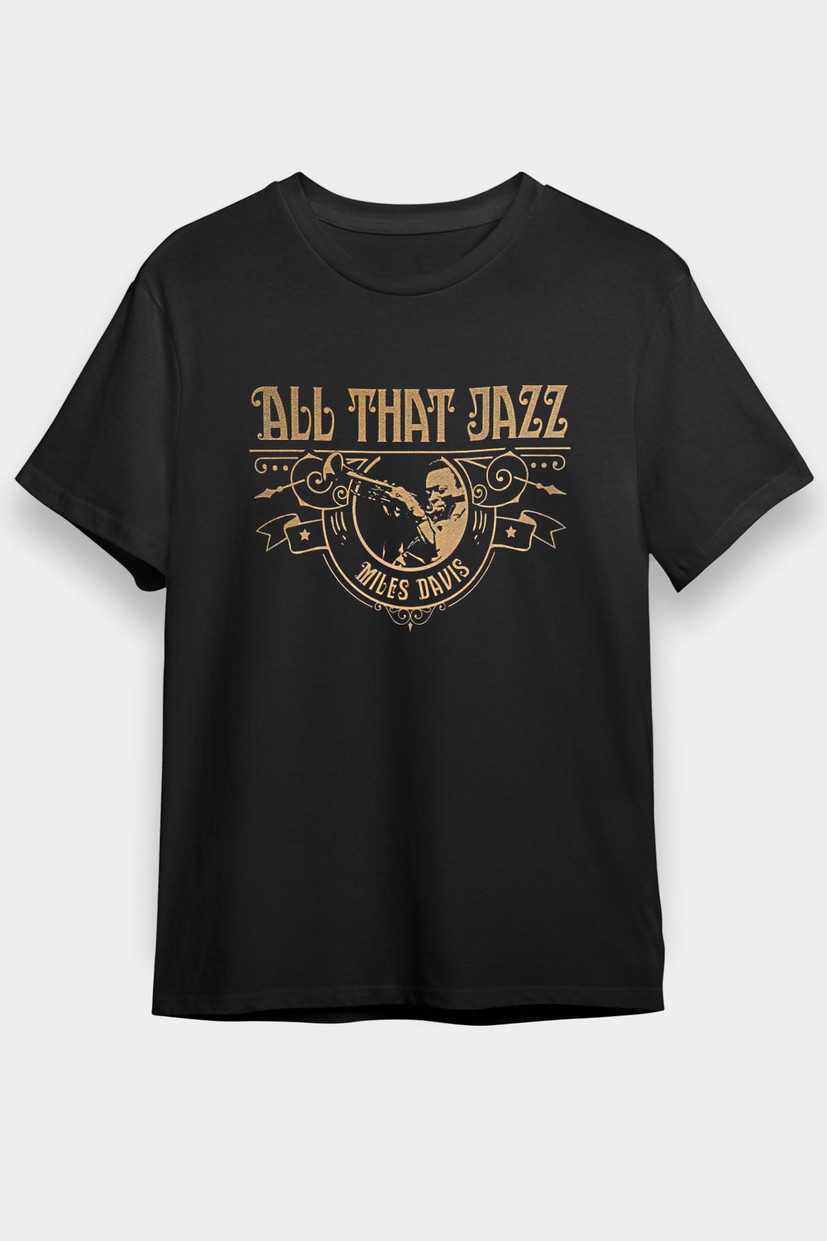 Miles Davis Baskılı Unisex Siyah Tişört - Tshirt