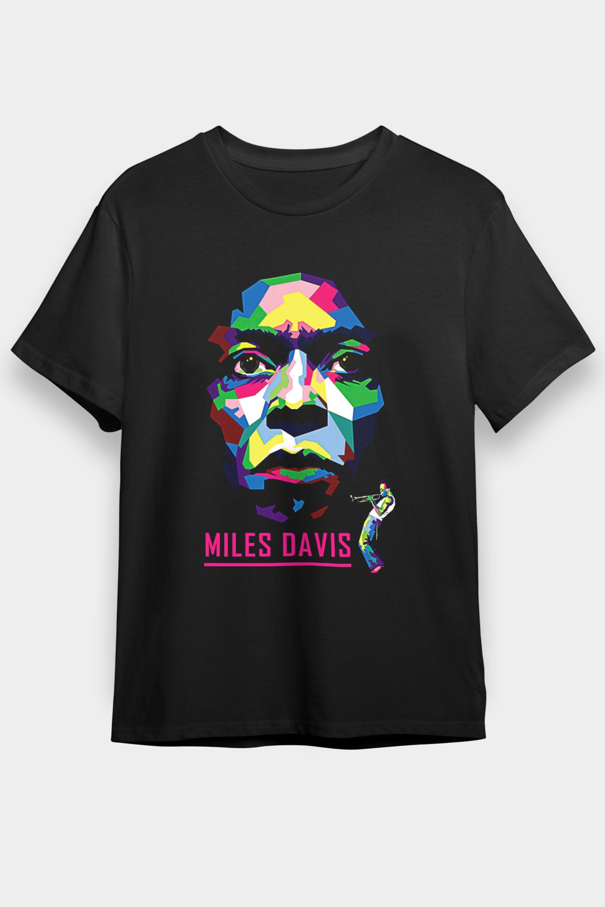 Miles Davis Baskılı Unisex Siyah Tişört - Tshirt