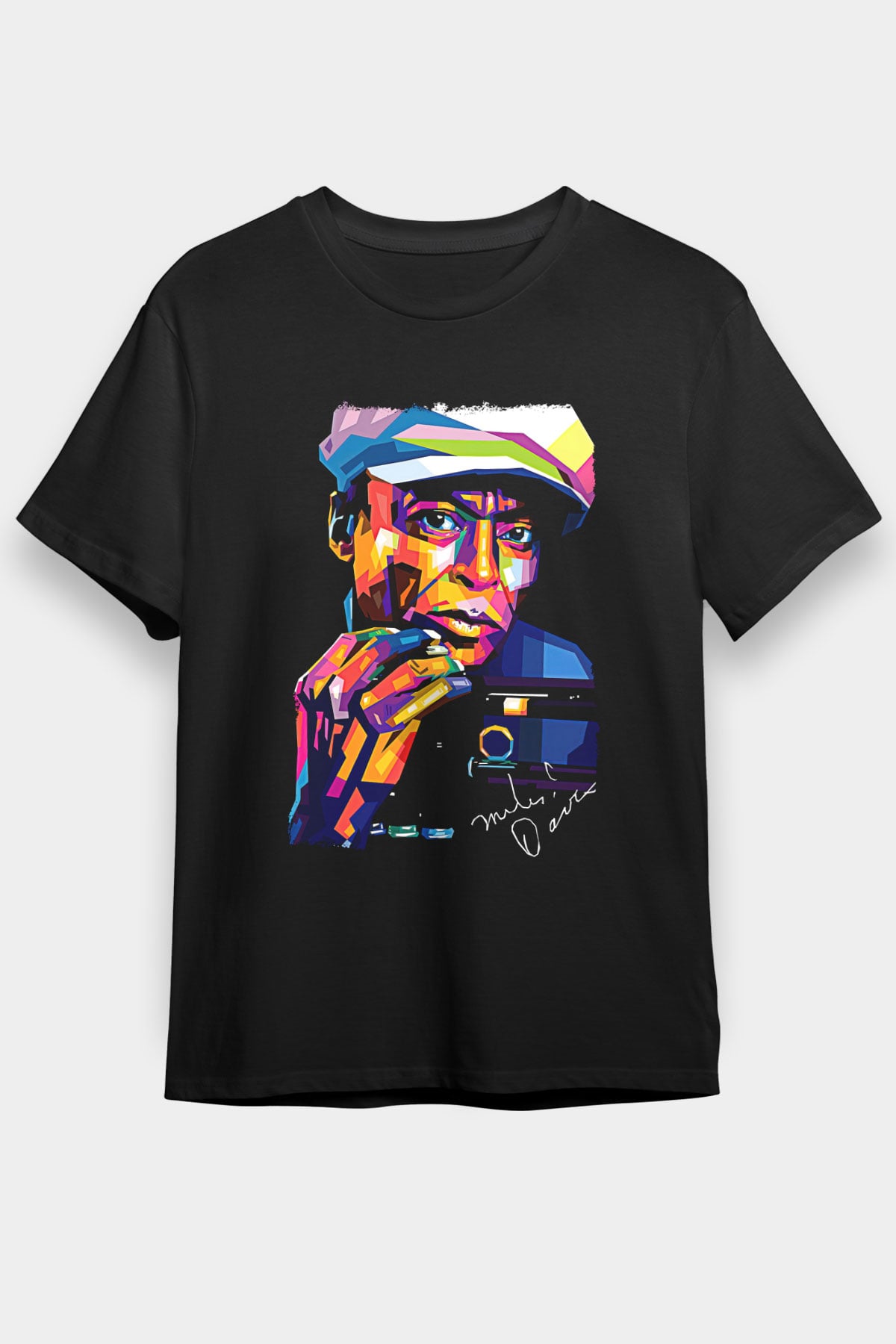 Miles Davis Baskılı Unisex Siyah Tişört - Tshirt