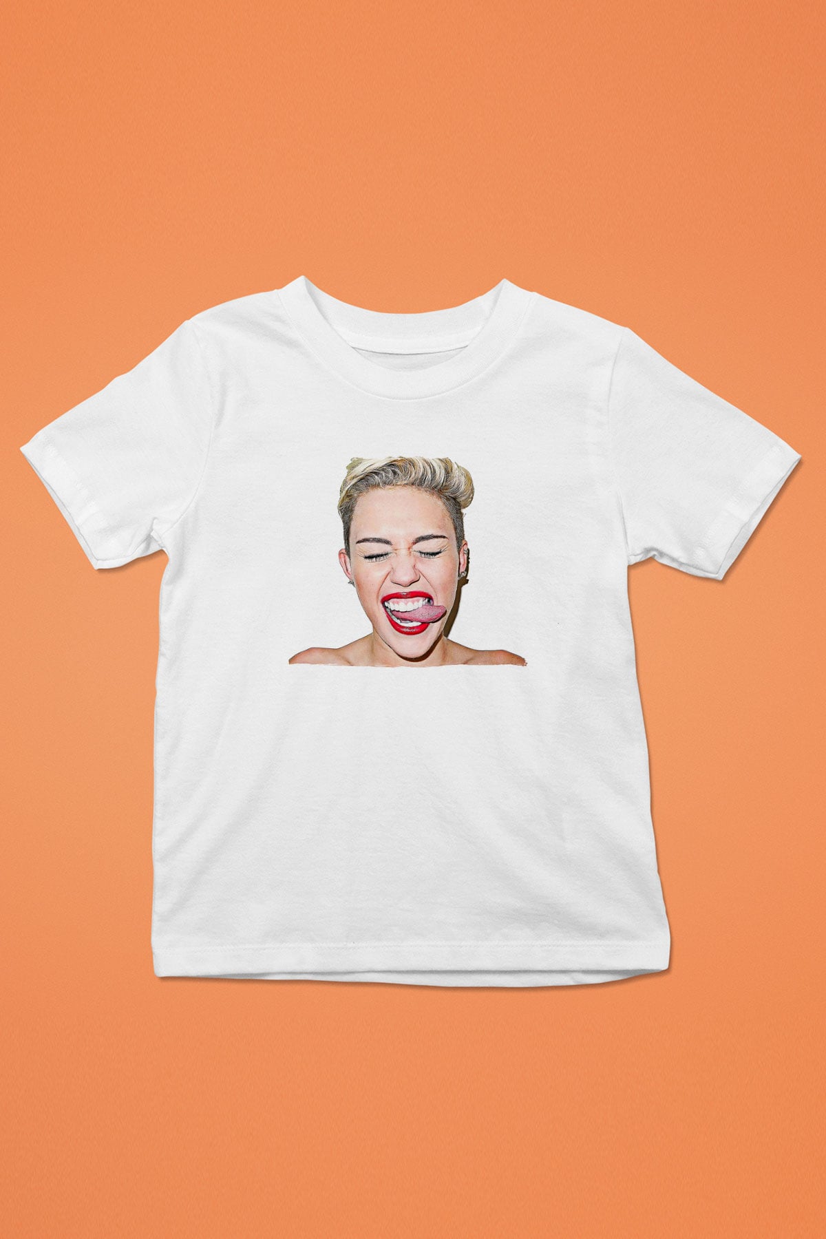 Miley Cyrus Baskılı Beyaz Unisex Beyaz Çocuk Tişört - Tshirt