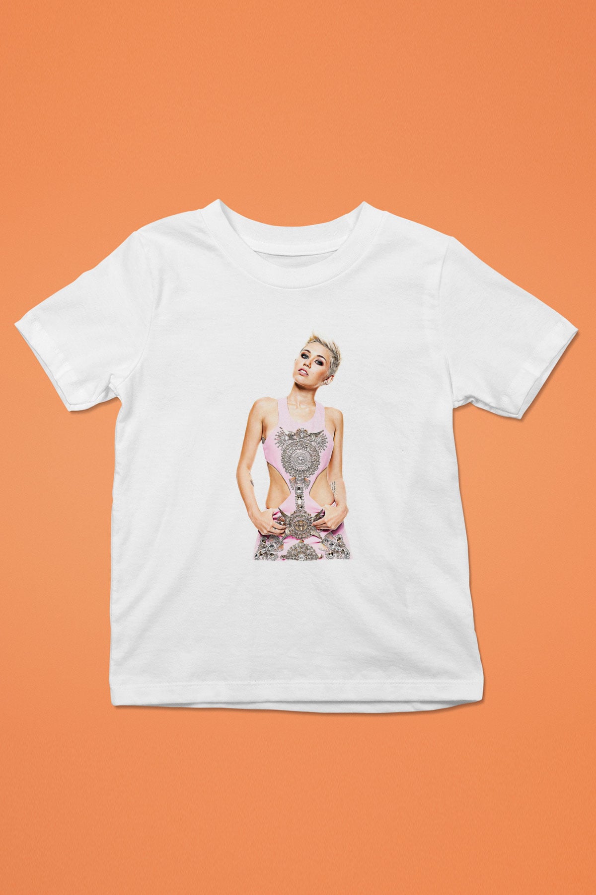 Miley Cyrus Baskılı Beyaz Unisex Beyaz Çocuk Tişört - Tshirt