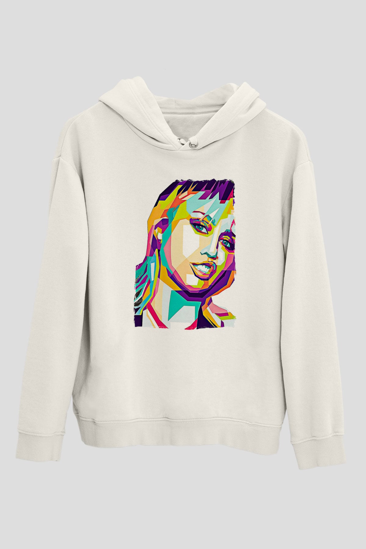Miley Cyrus Baskılı Beyaz Unisex Kapüşonlu Sweatshirt