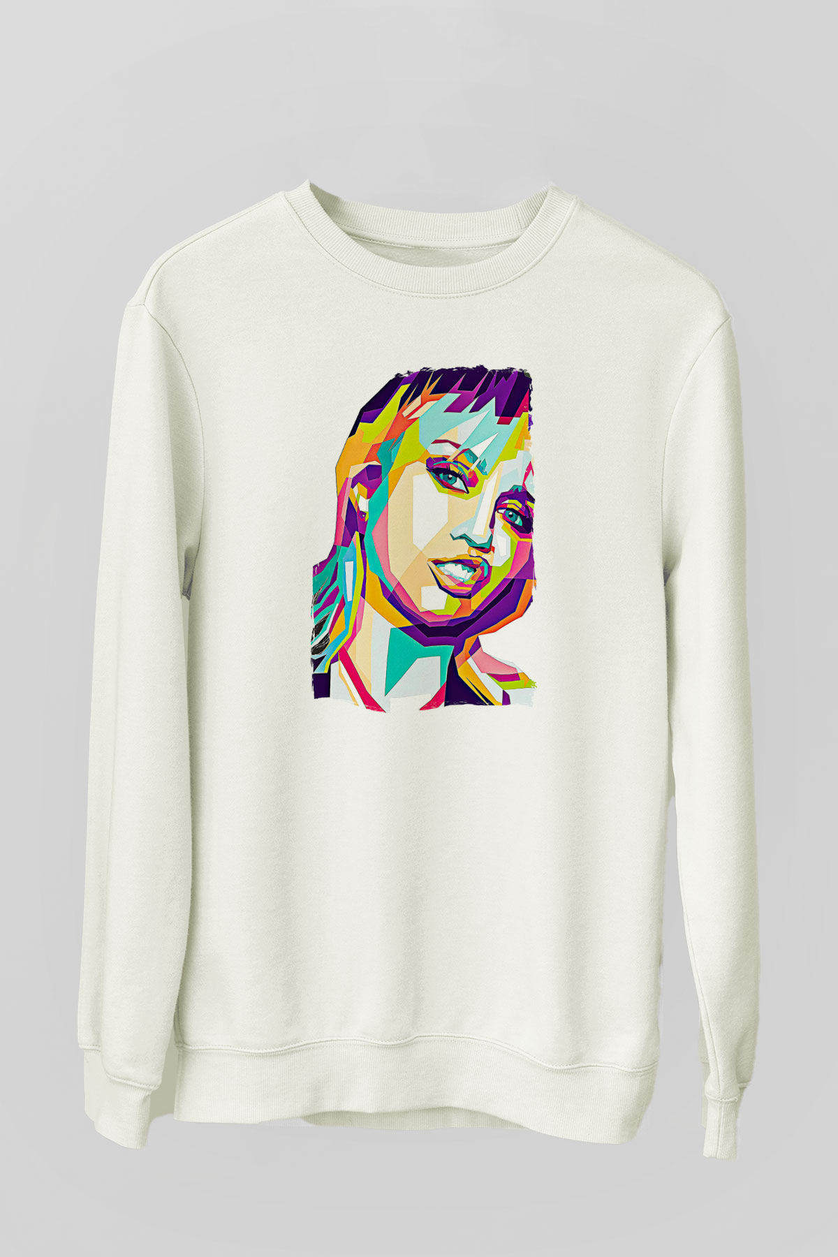 Miley Cyrus Baskılı Beyaz Unisex Sweatshirt