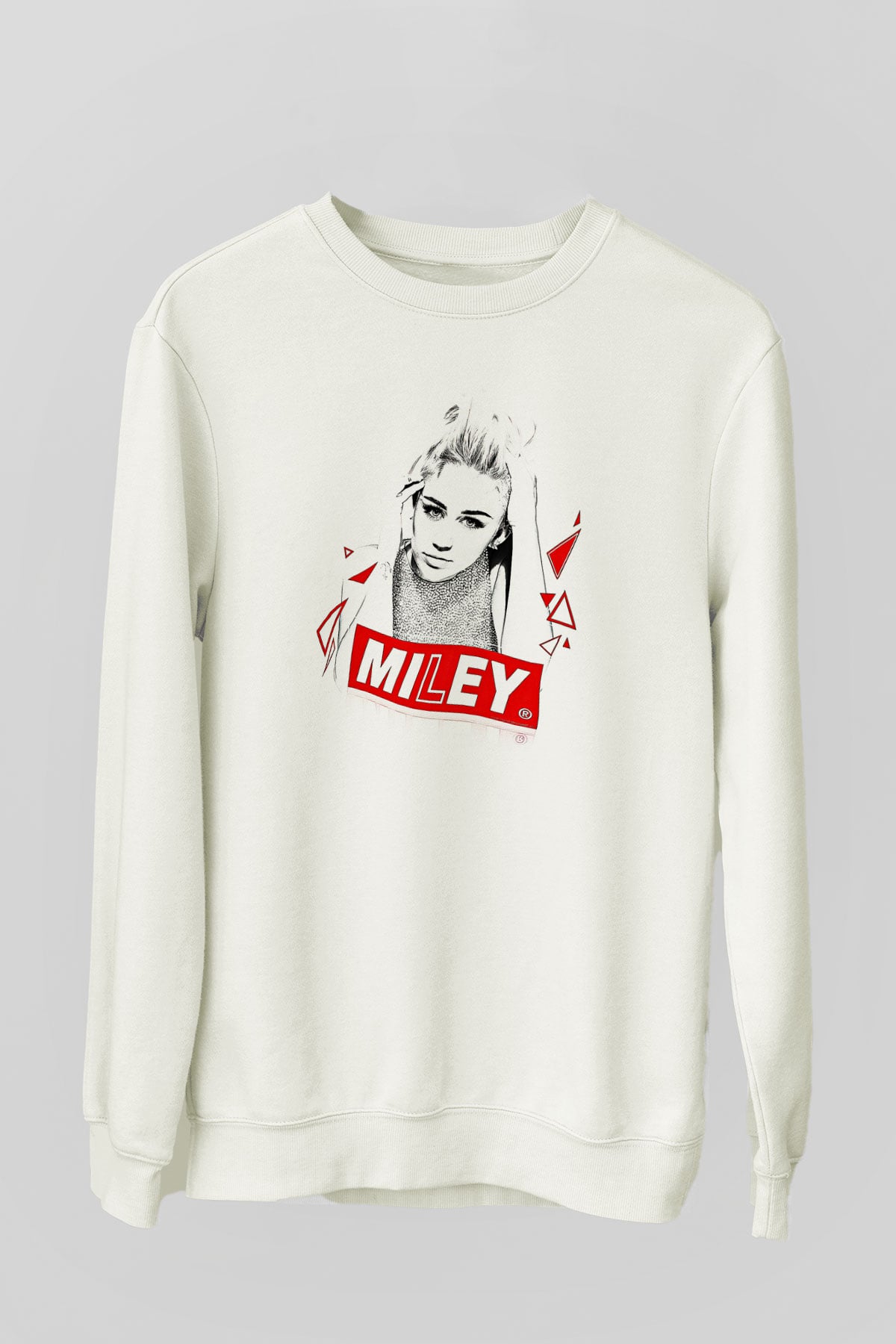 Miley Cyrus Baskılı Beyaz Unisex Sweatshirt