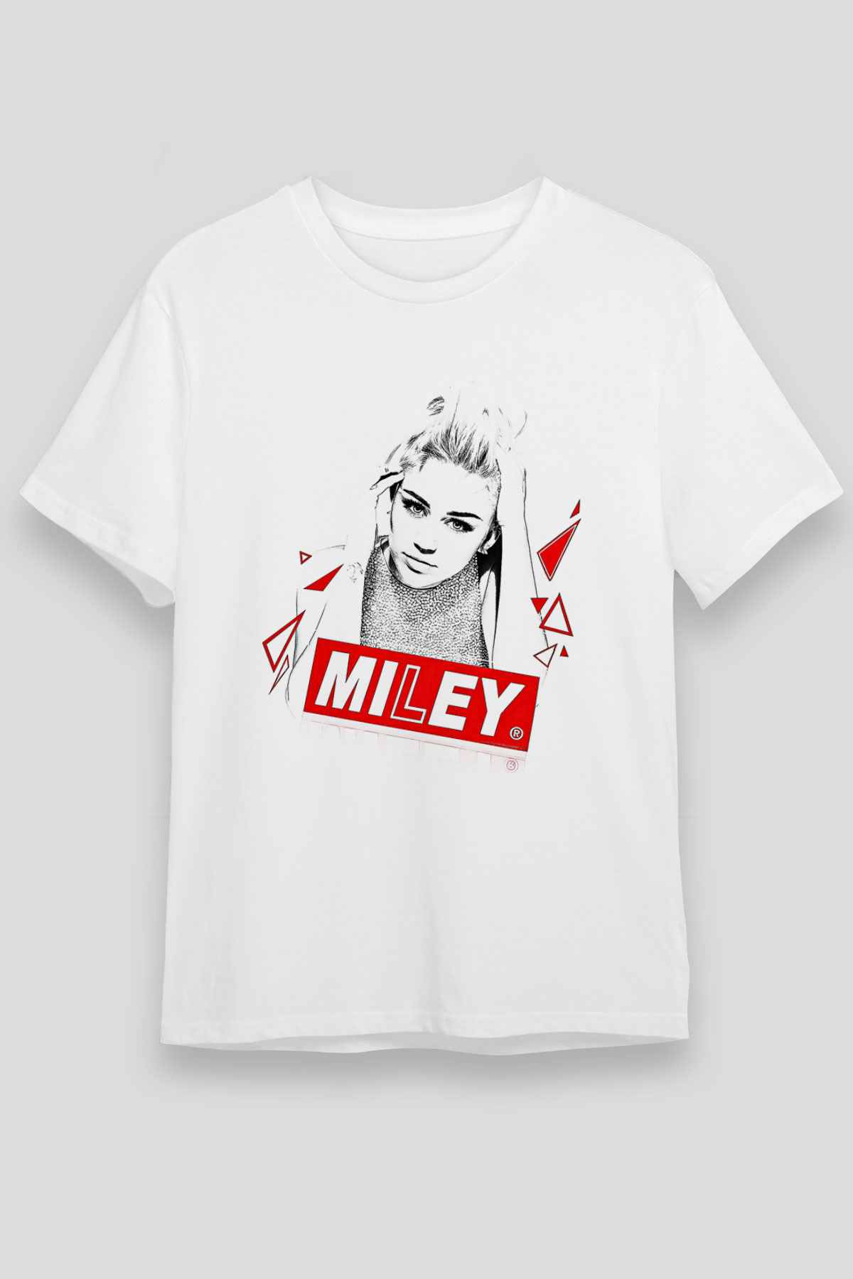 Miley Cyrus Baskılı Unisex Beyaz Tişört - Tshirt