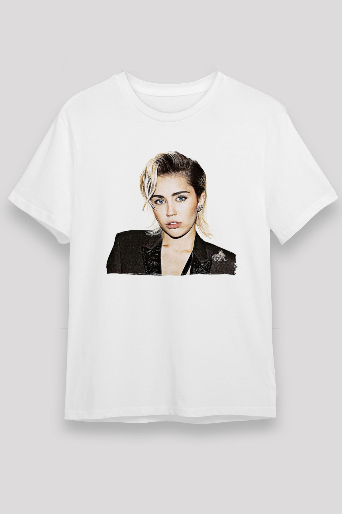 Miley Cyrus Baskılı Unisex Beyaz Tişört - Tshirt