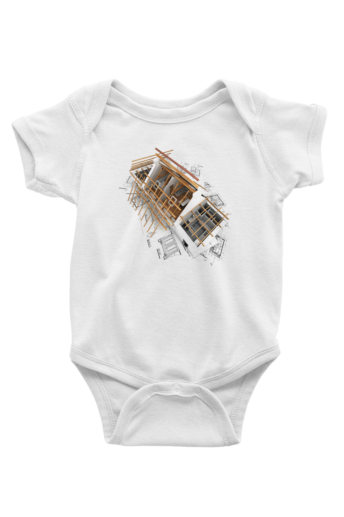Mimar Baskılı Beyaz Unisex Bebek Body - Zıbın