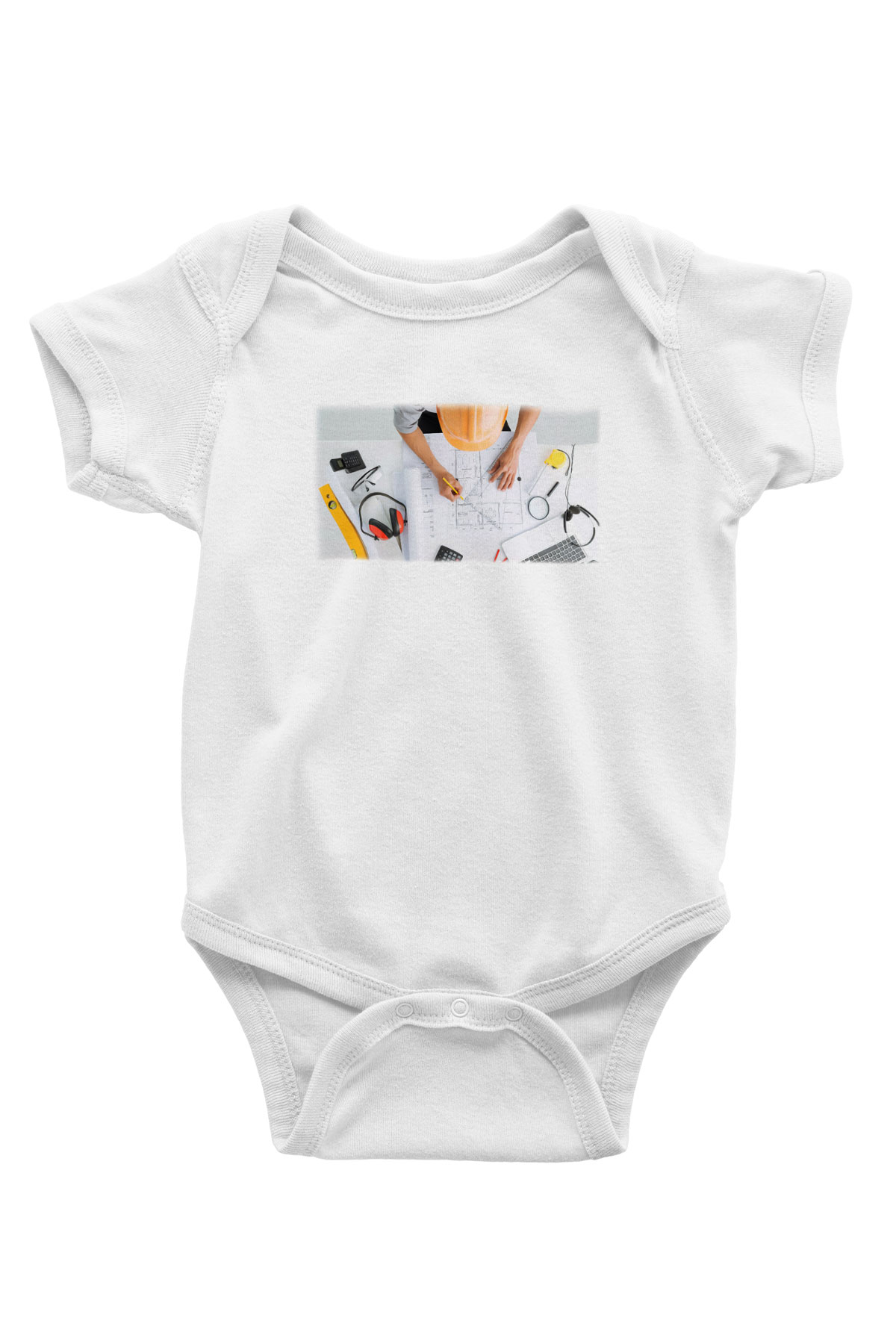 Mimar Baskılı Beyaz Unisex Bebek Body - Zıbın